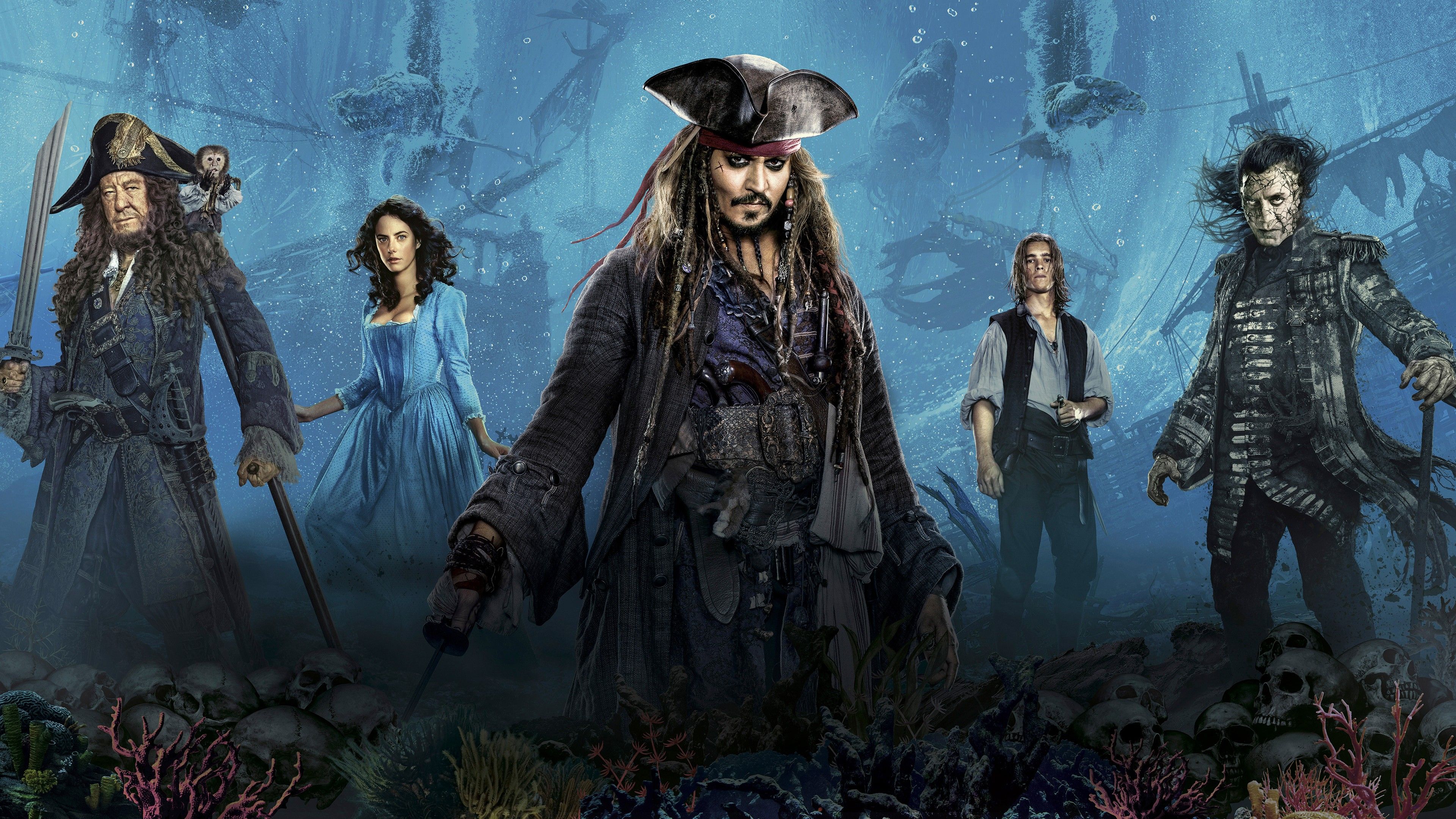 3840x2160 Wallpaper Geoff Zanelli, Captain Jack Sparrow, Captain Armando Salazar, The Devils Triangle, The High Seas, Background Free Image