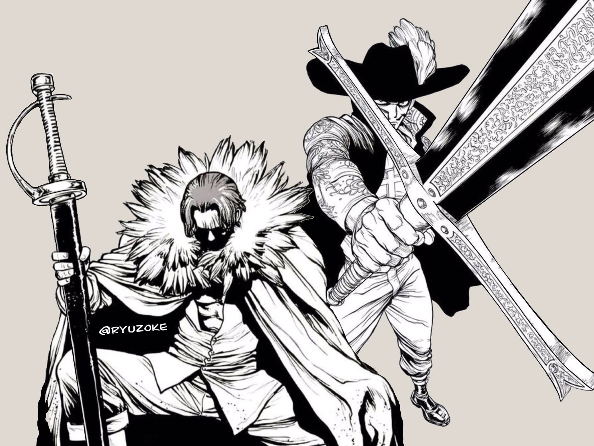 2048x1536 Shanks and Mihawk manga edit
