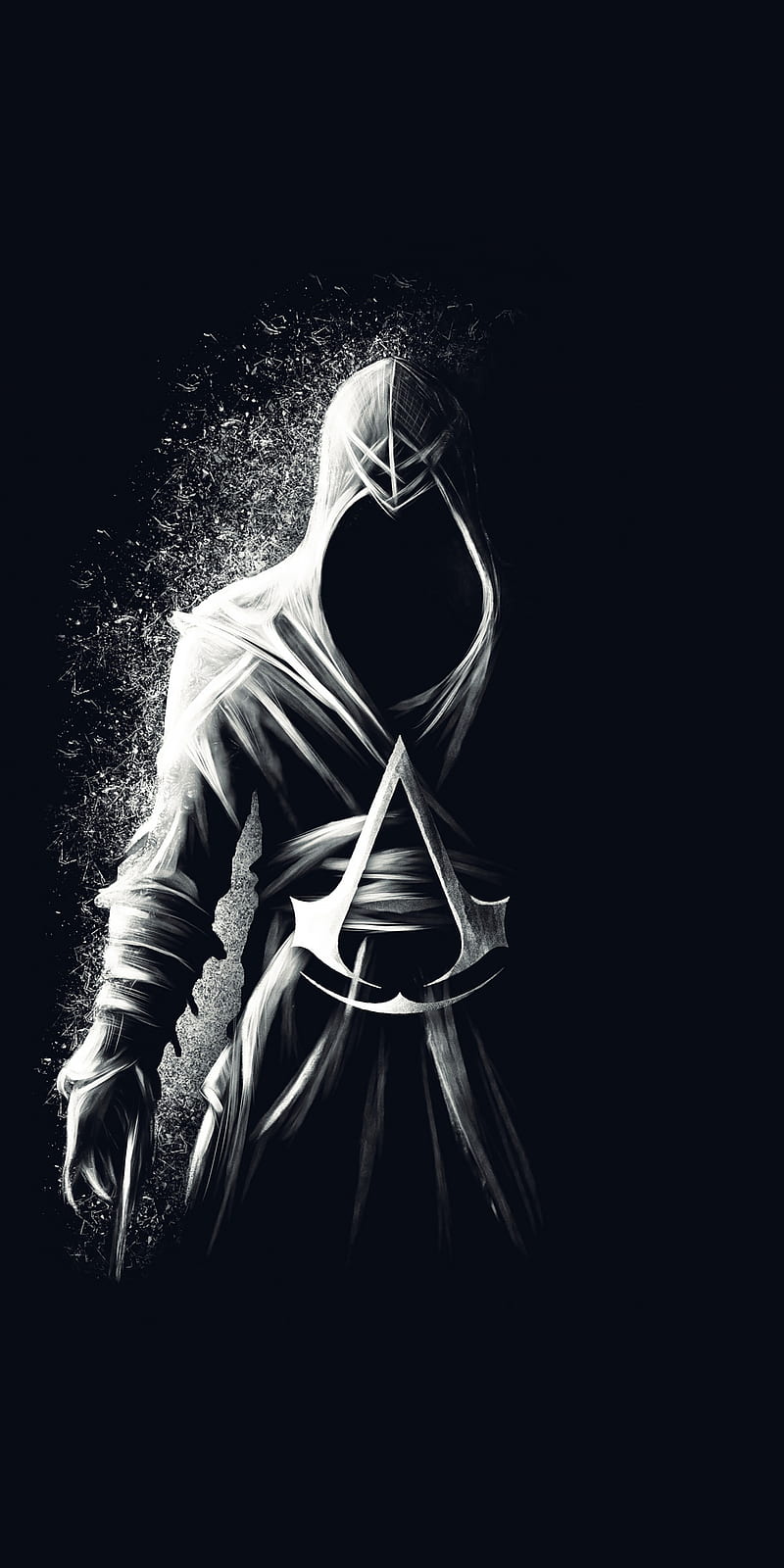 800x1600 Assassin creed, black, bnw, white, HD phone wallpaper