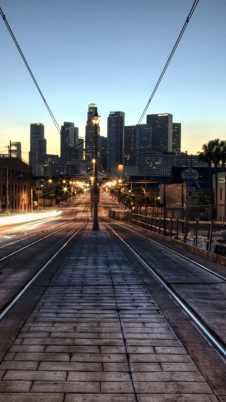 750x1334 Los Angeles, City, Night, Railway 750x1334 IPhone 8 7 6 6S Wallpaper, Background, Picture, Image