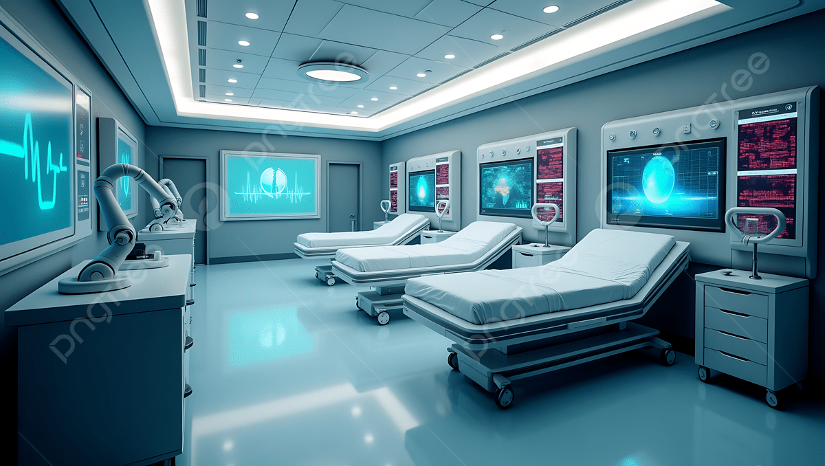 1200x678 Modern Hospital Room Featuring Two Empty Beds Advanced Medical Monitors And Sleek High Tech Design In A Clean Clinical Healthcare Environment, Hospital, Room, Medical Background Image And Wallpaper for Free Download