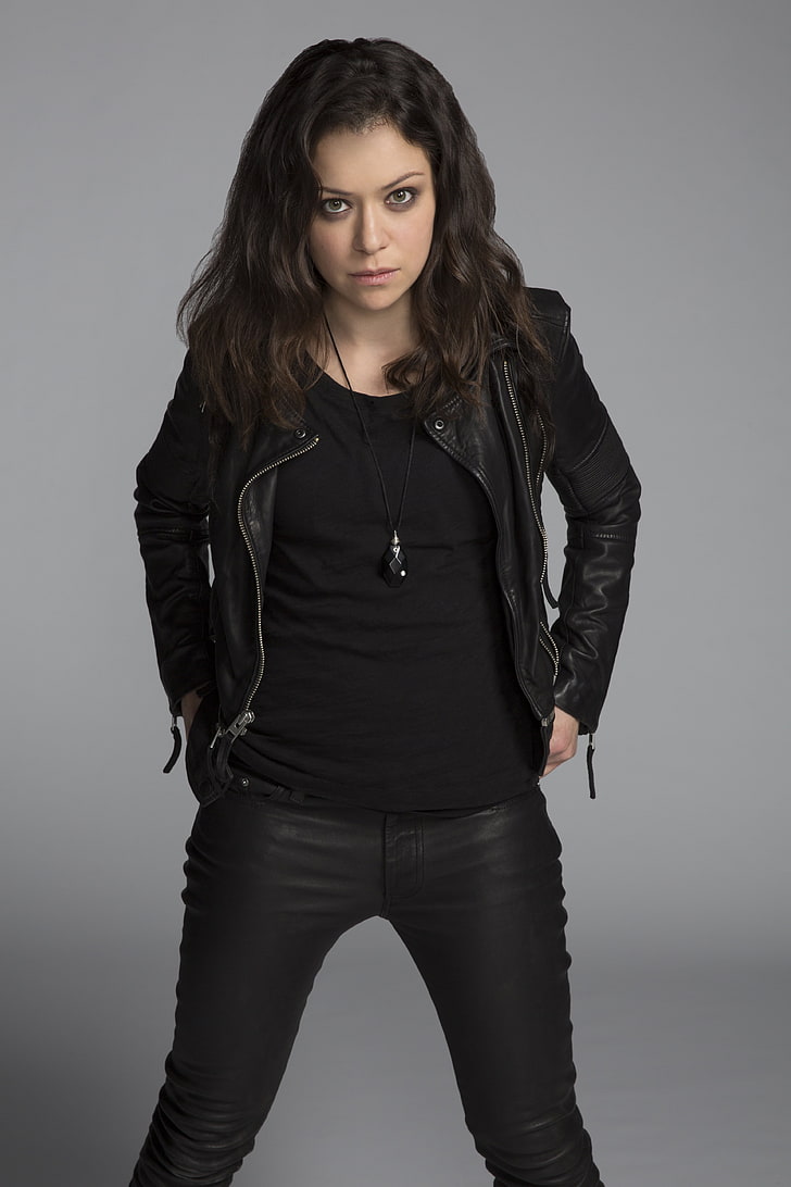 728x1092 HD wallpaper: women, actress, Tatiana Maslany, Orphan Black, gray background