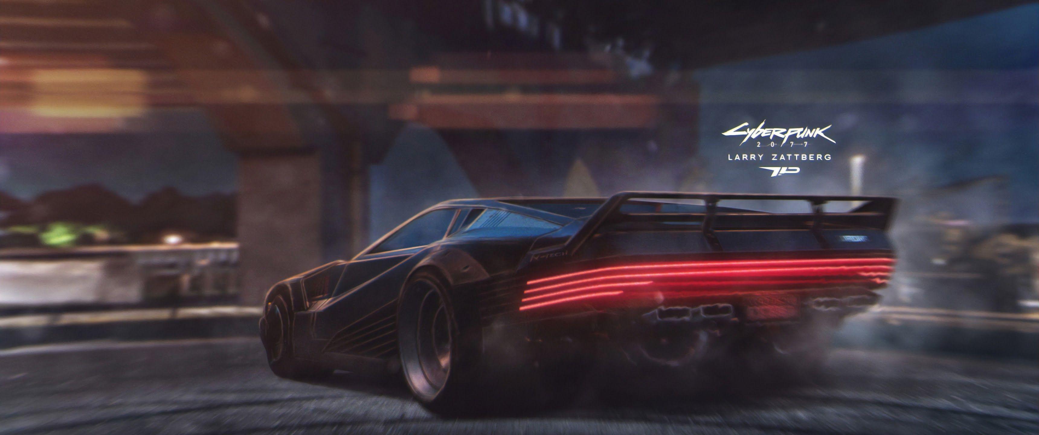 3440x1440 Cyberpunk 2077 Car Quadra V Tech 4K Wallpaper