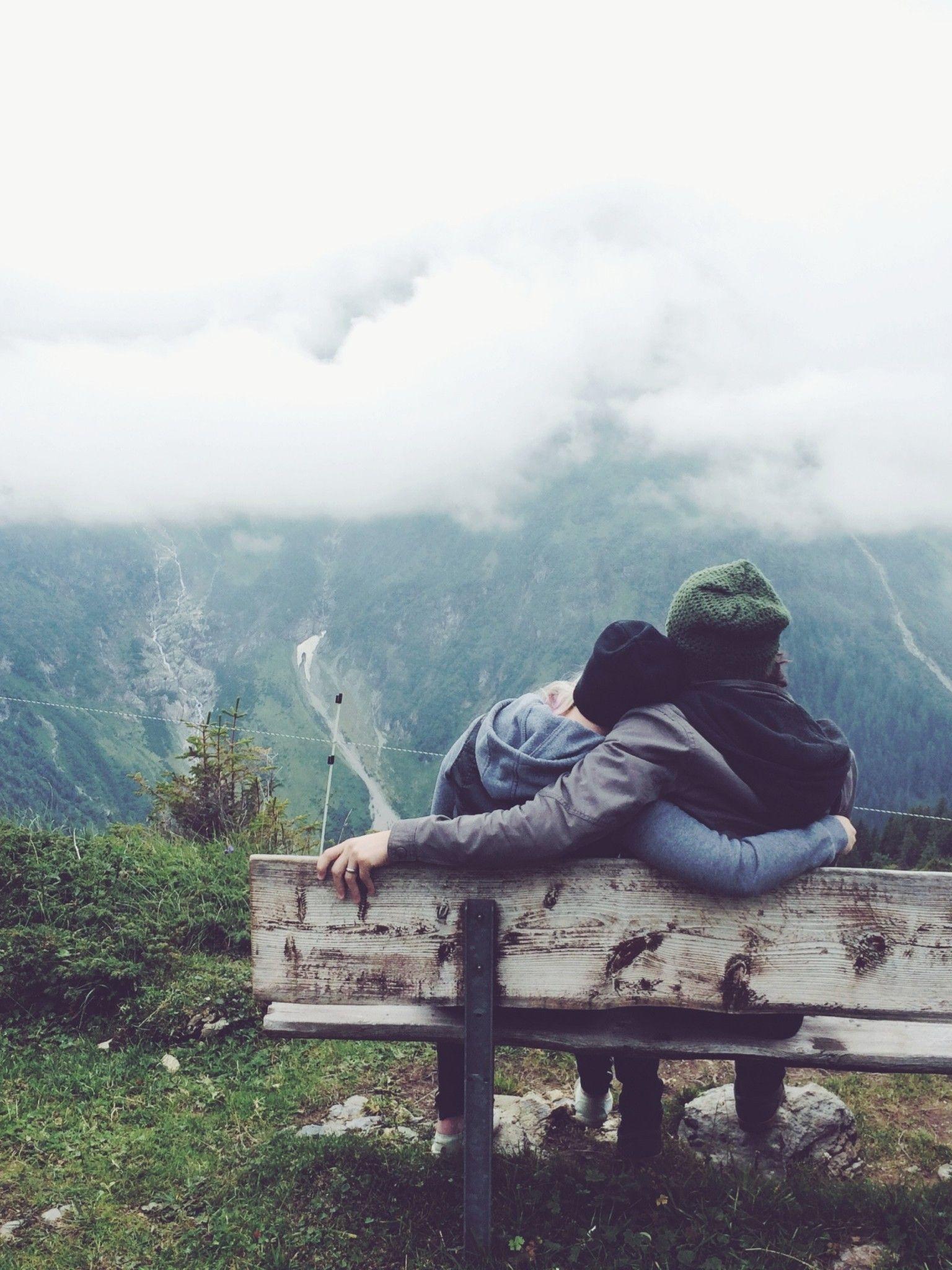 1536x2048 Download 1536x2048 Couple, Bench, Mountain, Foggy, Clouds, Love Wallpaper for Apple iPad Mini, Apple IPad 4