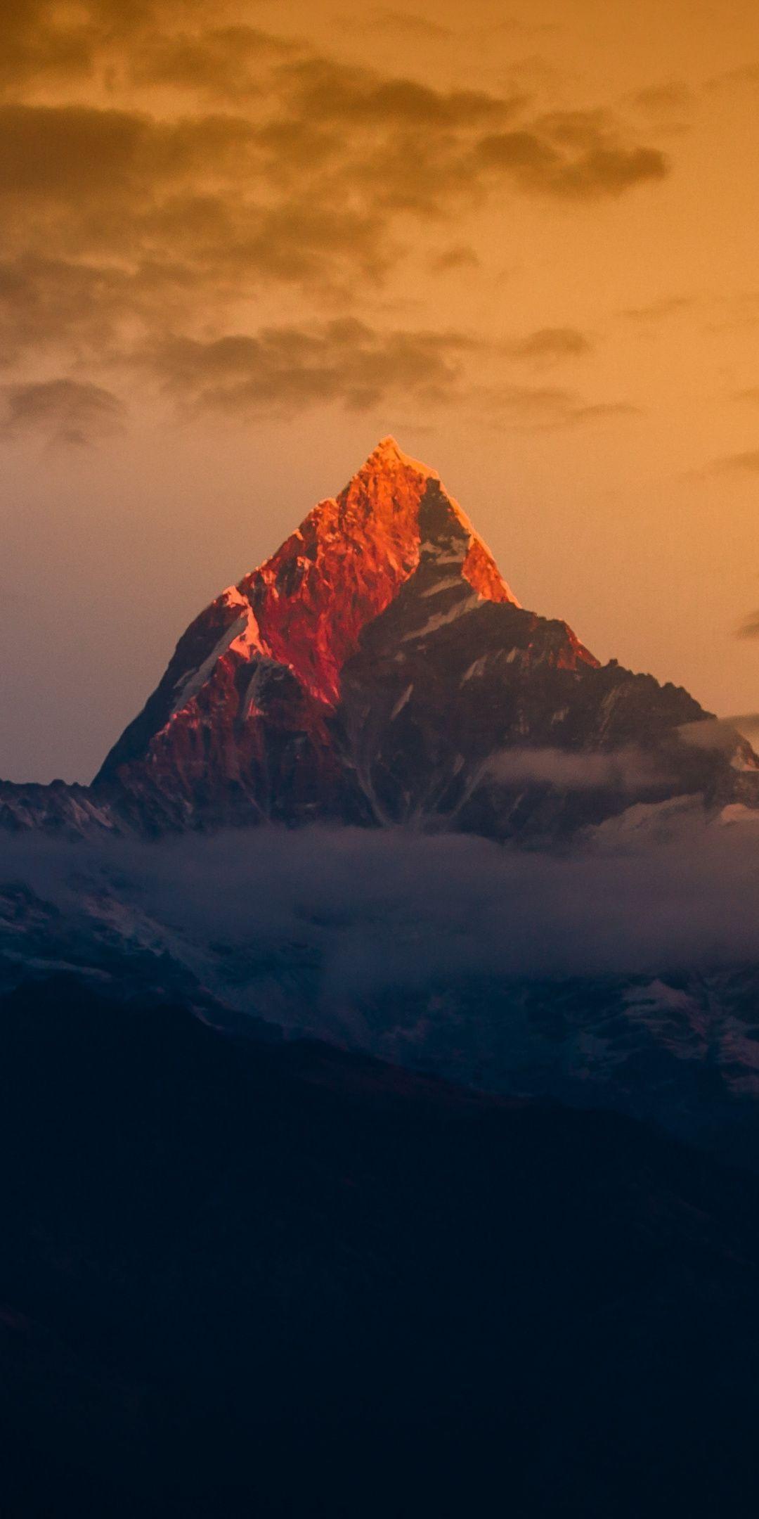 1080x2160 Himalayas, mountain peak, sunset, clouds, 1080x2160 wallpaper. Science and nature, Mountain wallpaper, Nature