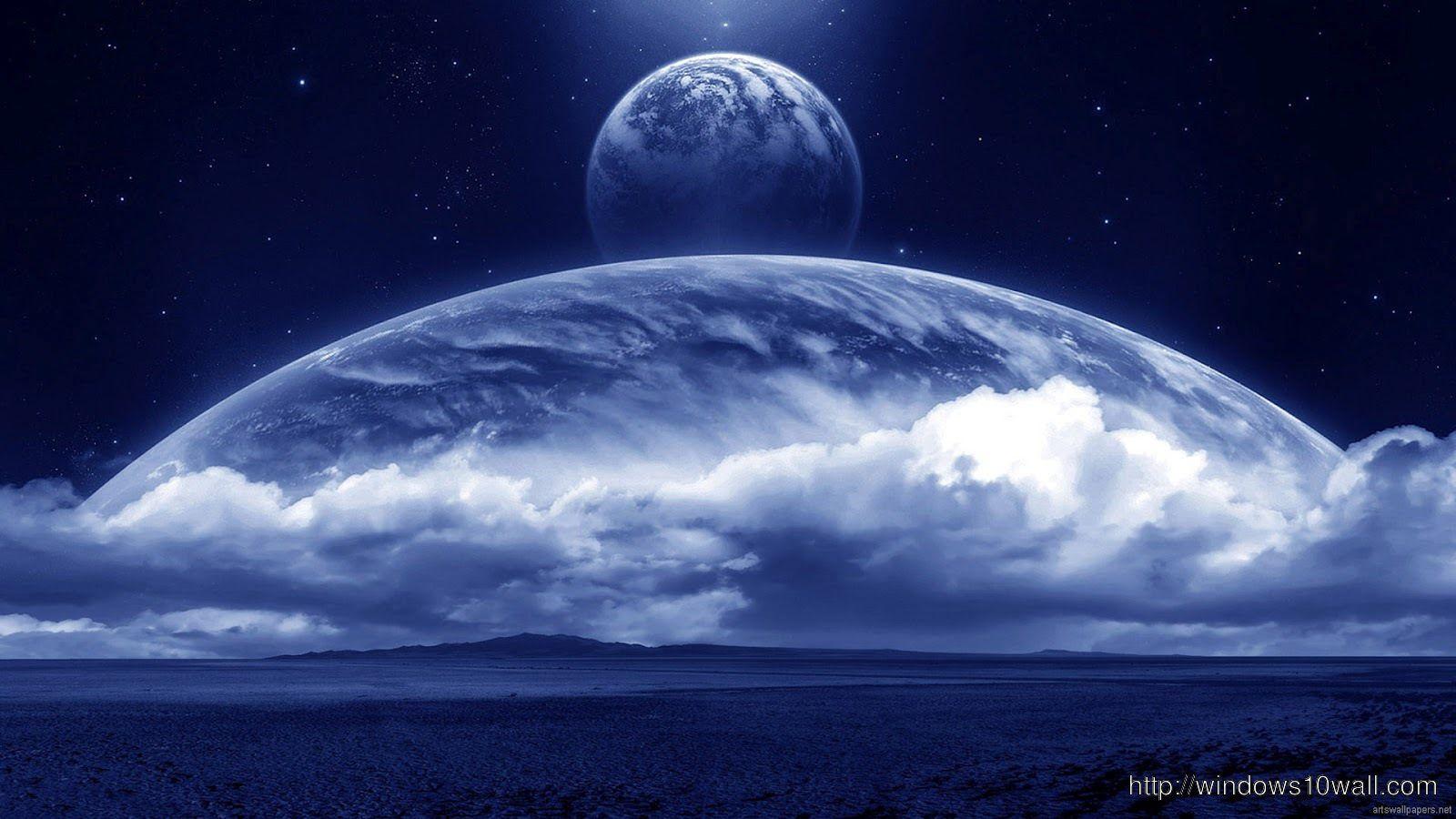 1600x900 Blue Moon On Clouds HD Wallpaper