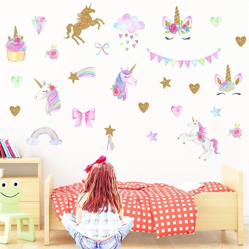 960x960 Cute Unicorn Wall Stickers for Kids Rooms Baby Girls Rooms Bedroom Cartoon Animal Wallpaper Kids Birthday Party Decorations. Wall Stickers