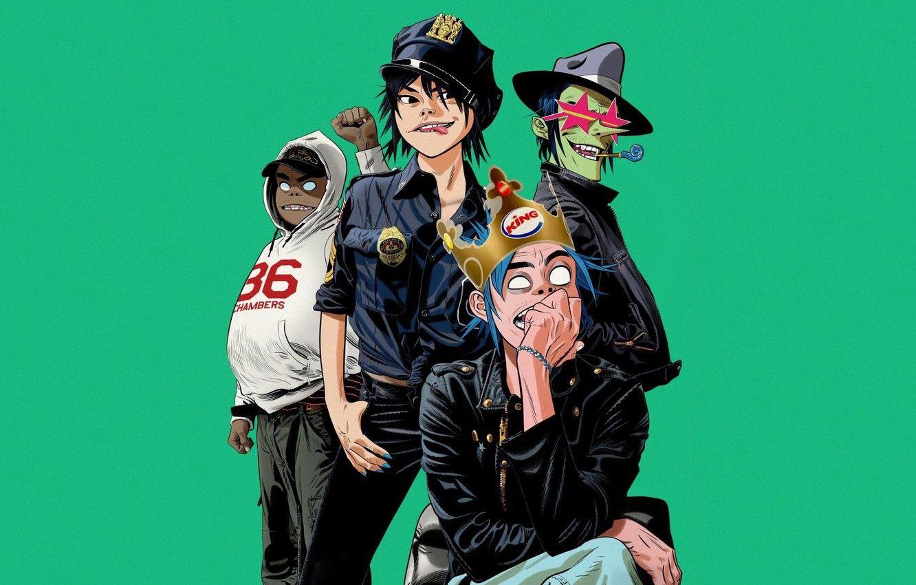 1332x850 Wallpaper Music, Style, Background, Art, Gorillaz, Group, Noodle, Russel Hobbs, Noodle, Jamie Hewlett, Jamie Hewlett, Damon Albarn, Damon Albarn, Russell Hobbs, Murdoc Niccals, Murdoch Niccals image for desktop, section музыка