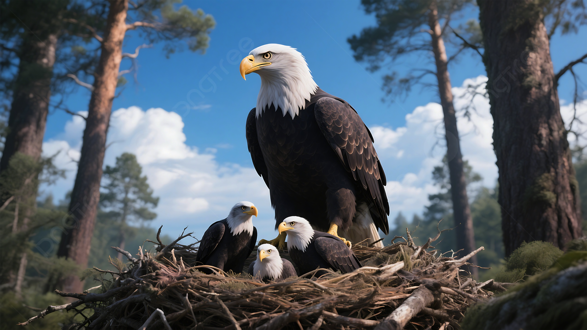 1200x675 Majestic Bald Eagle Family Nurturing Young In A Forest Nest, Bald Eagle, Eagle Family, Eaglets Background Image And Wallpaper for Free Download
