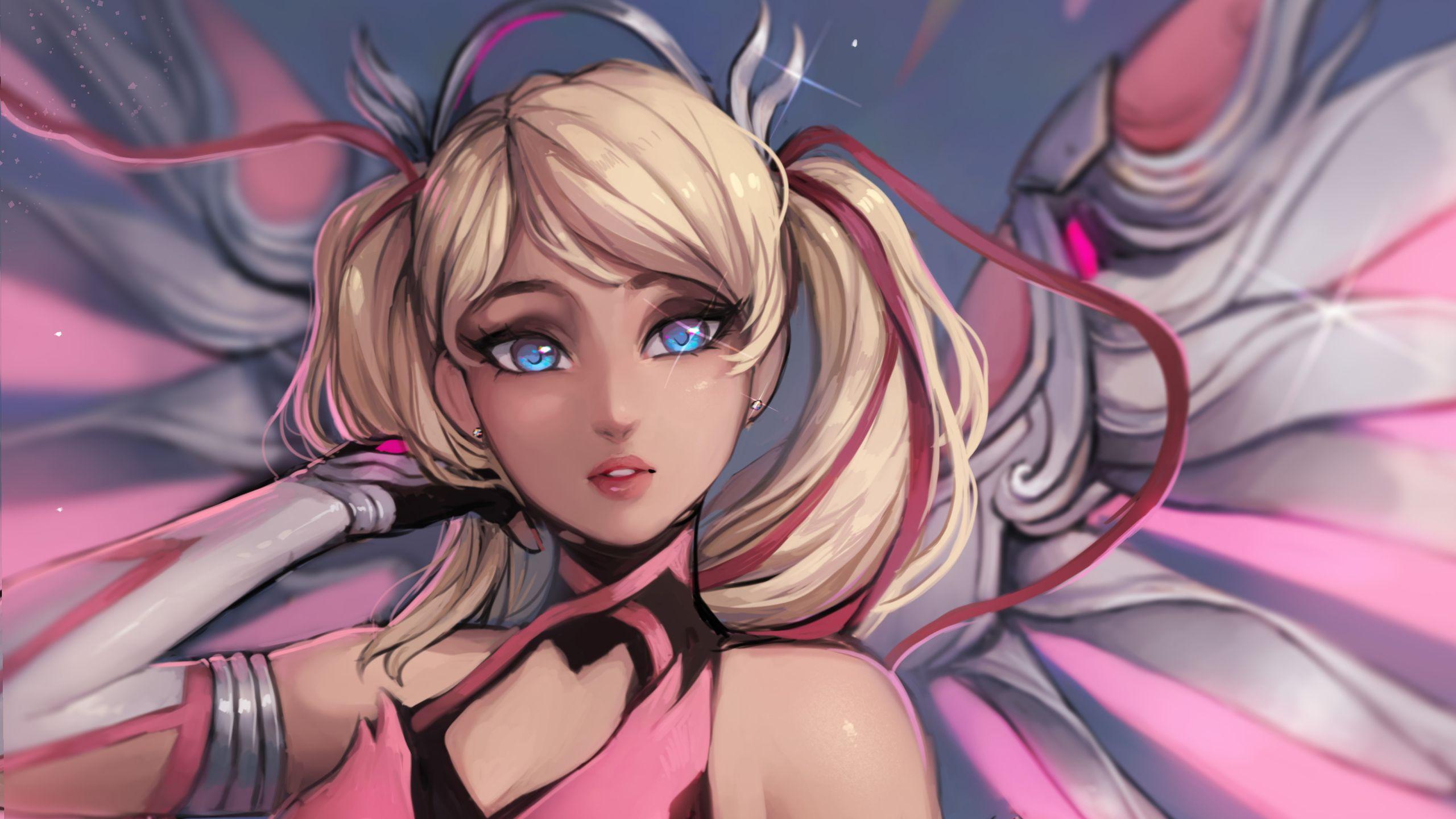 2560x1440 Pink Mercy Overwatch Artwork 1440P Resolution HD 4k Wallpaper, Image, Background, Photo and Picture