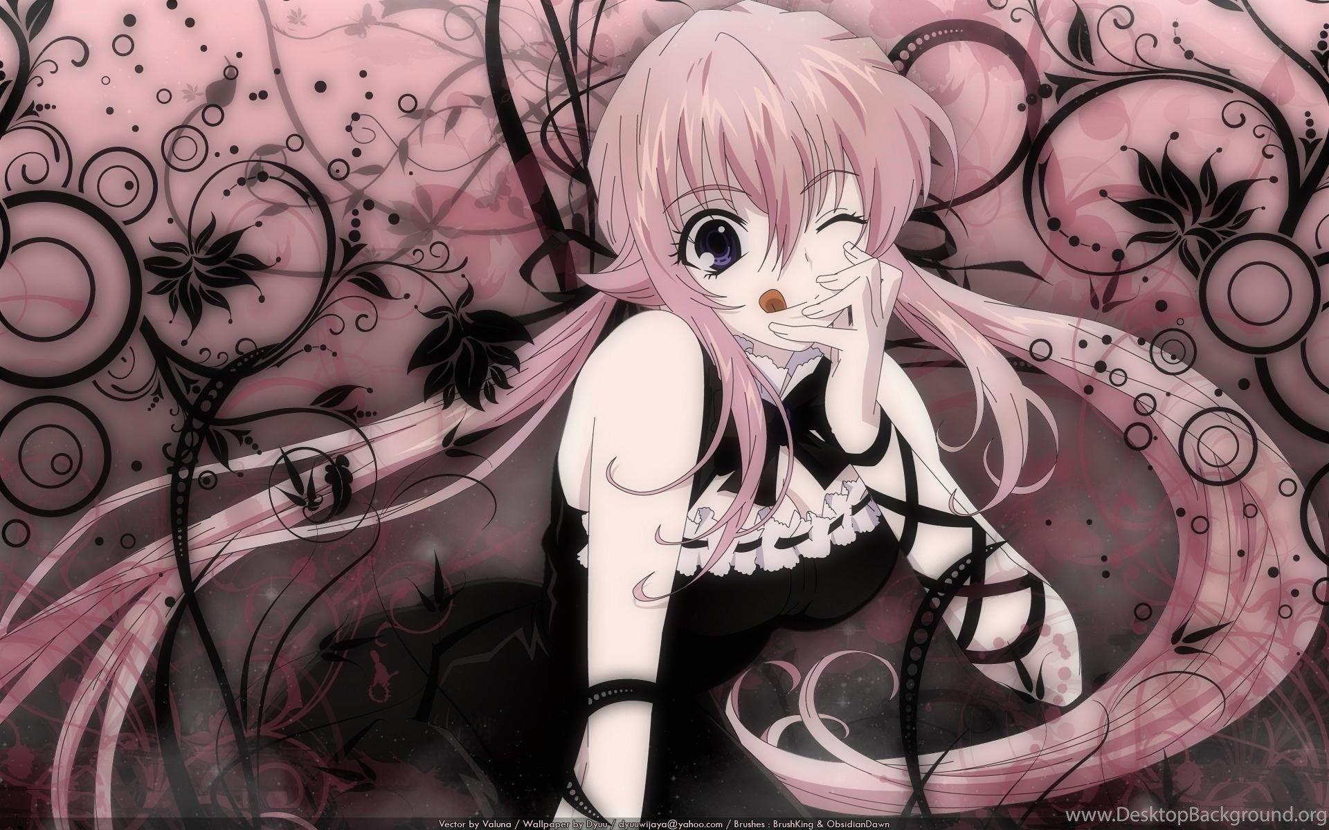 black and pink anime girl wallpaper