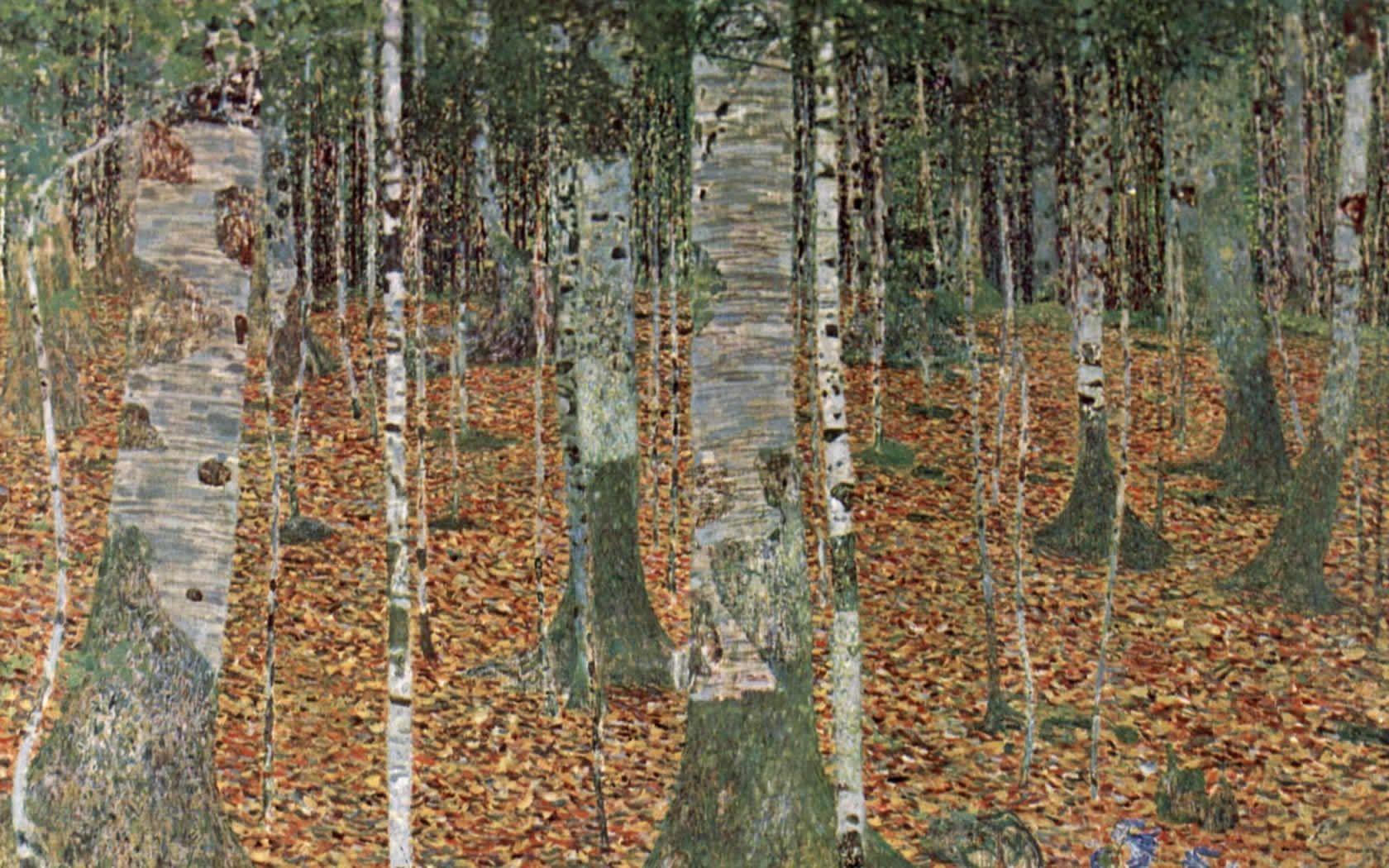 1680x1050 Gustav Klimt, Beeches. World famous paintings, Painting wallpaper, Fine art