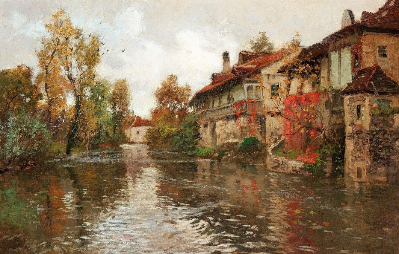1332x850 Wallpaper Norwegian painter, Frits Thaulov, Frits Thaulow, Norwegian impressionist painter, Along the river, Beaulieu, Beaulieu, Along the river image for desktop, section живопись