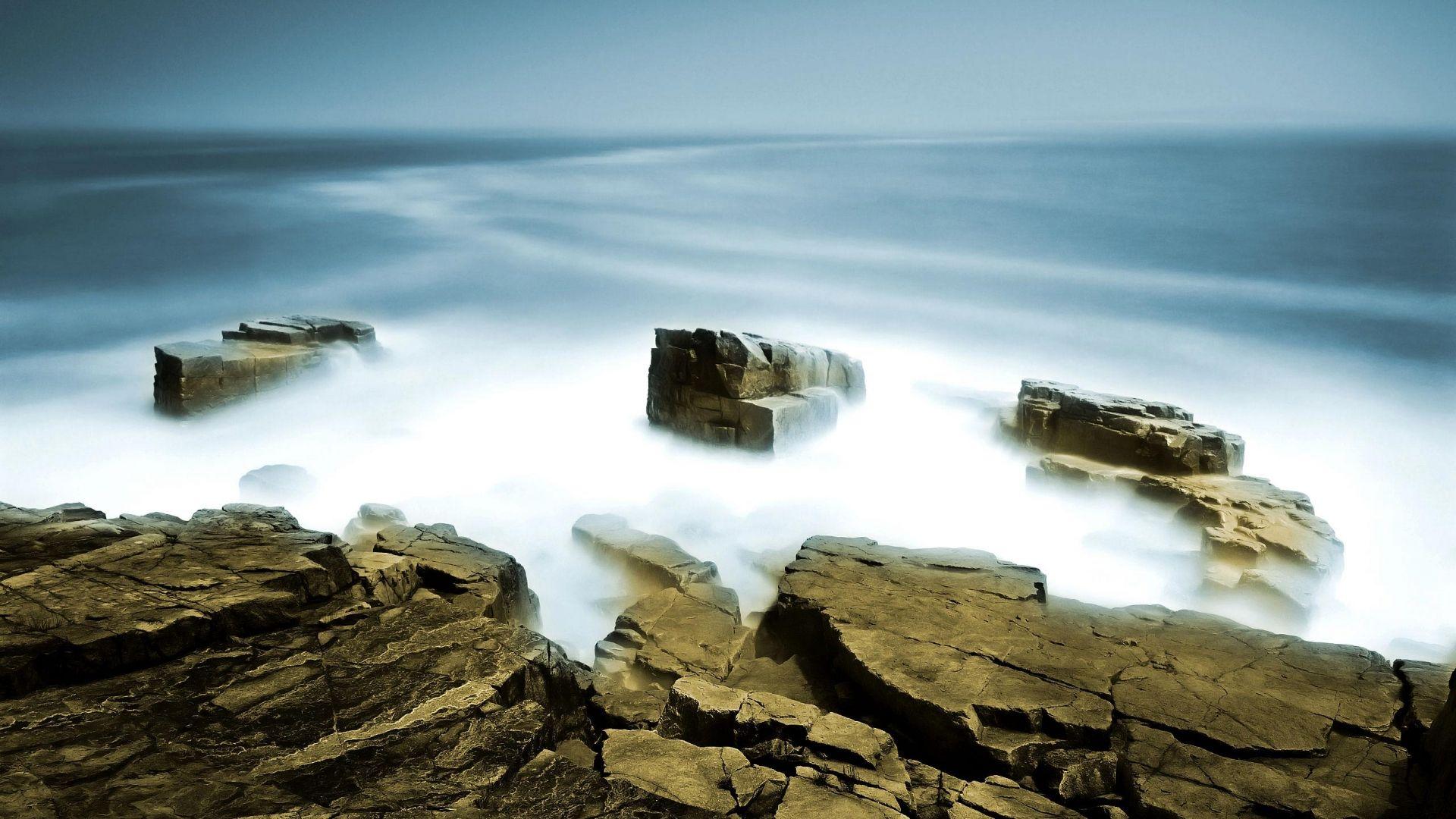 1920x1080 Stone Beach And Fog HD Wallpaperx1080