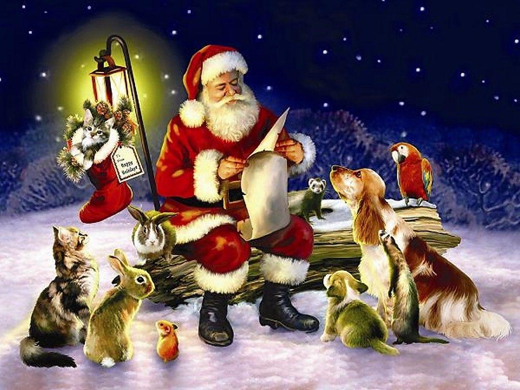1024x768 Winter: Santa Beautiful Night Claus Messages Winter Christmas
