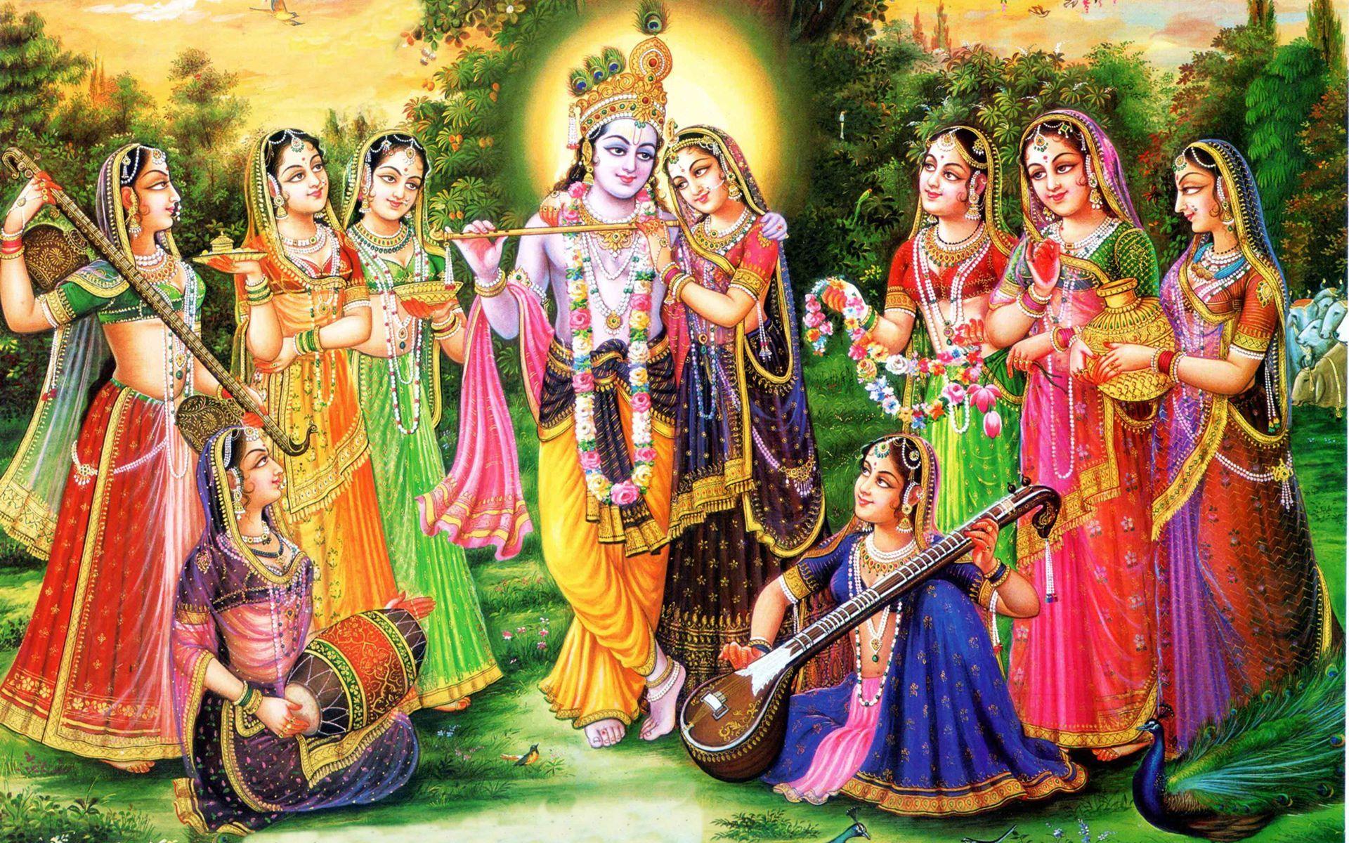 1920x1200 Radha Krishna And Gopi Beautiful HD Wallpaper