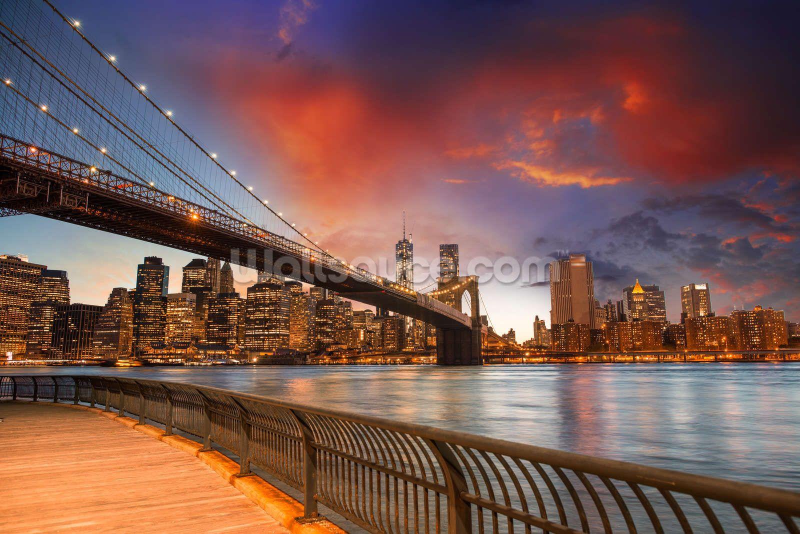 1600x1068 Brooklyn Bridge Park, Sunset Wallpaper Wall Mural