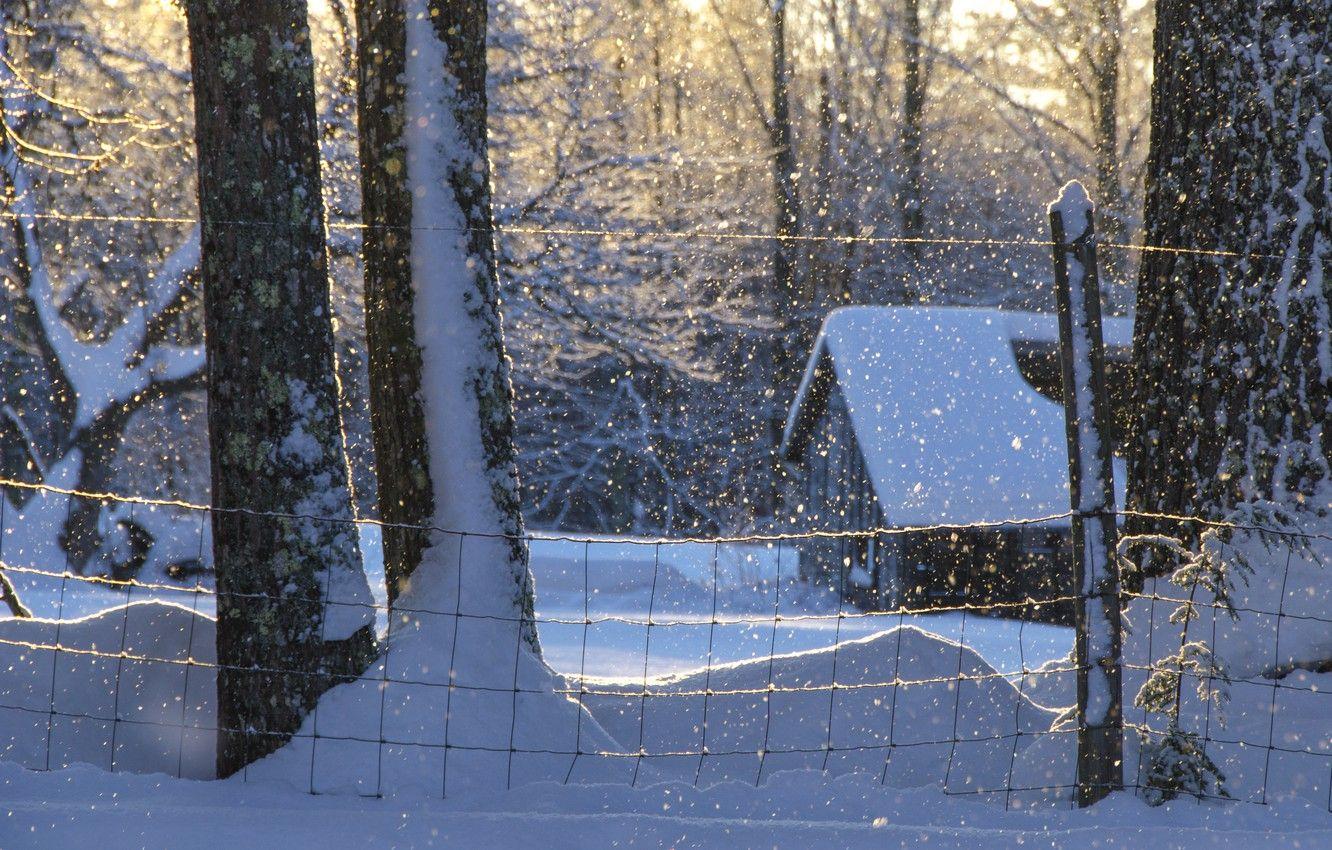 1332x850 Wallpaper winter, snow, trees, house, the snow, Maine, Man, New England, New England image for desktop, section пейзажи