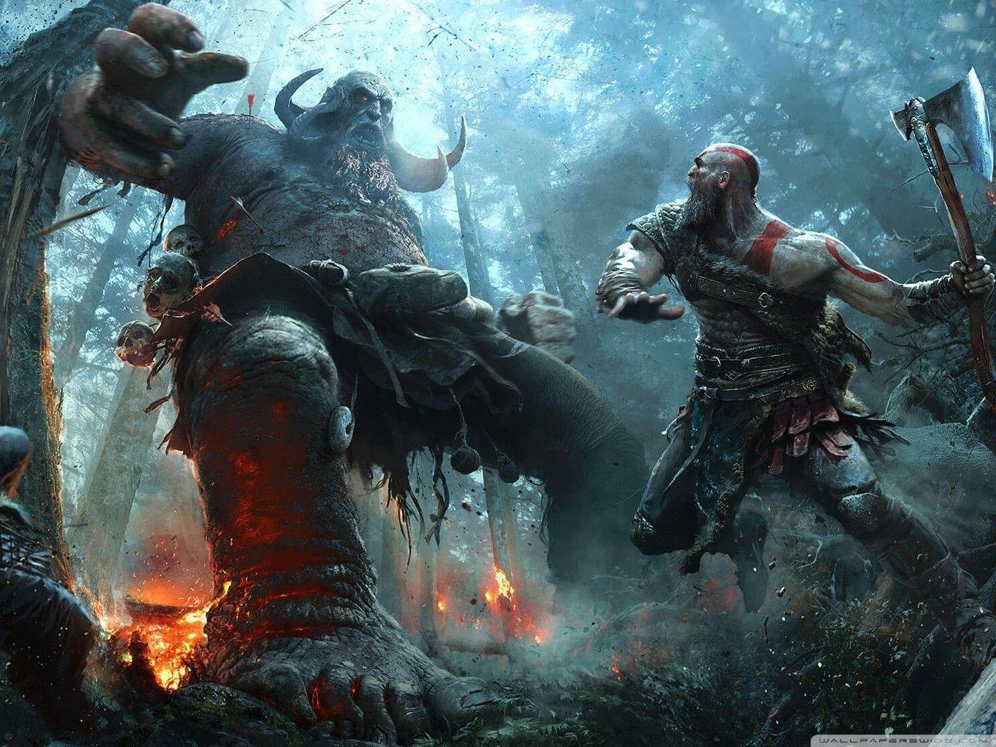 1440x1080 General 1440x1080 God of War forest Kratos
