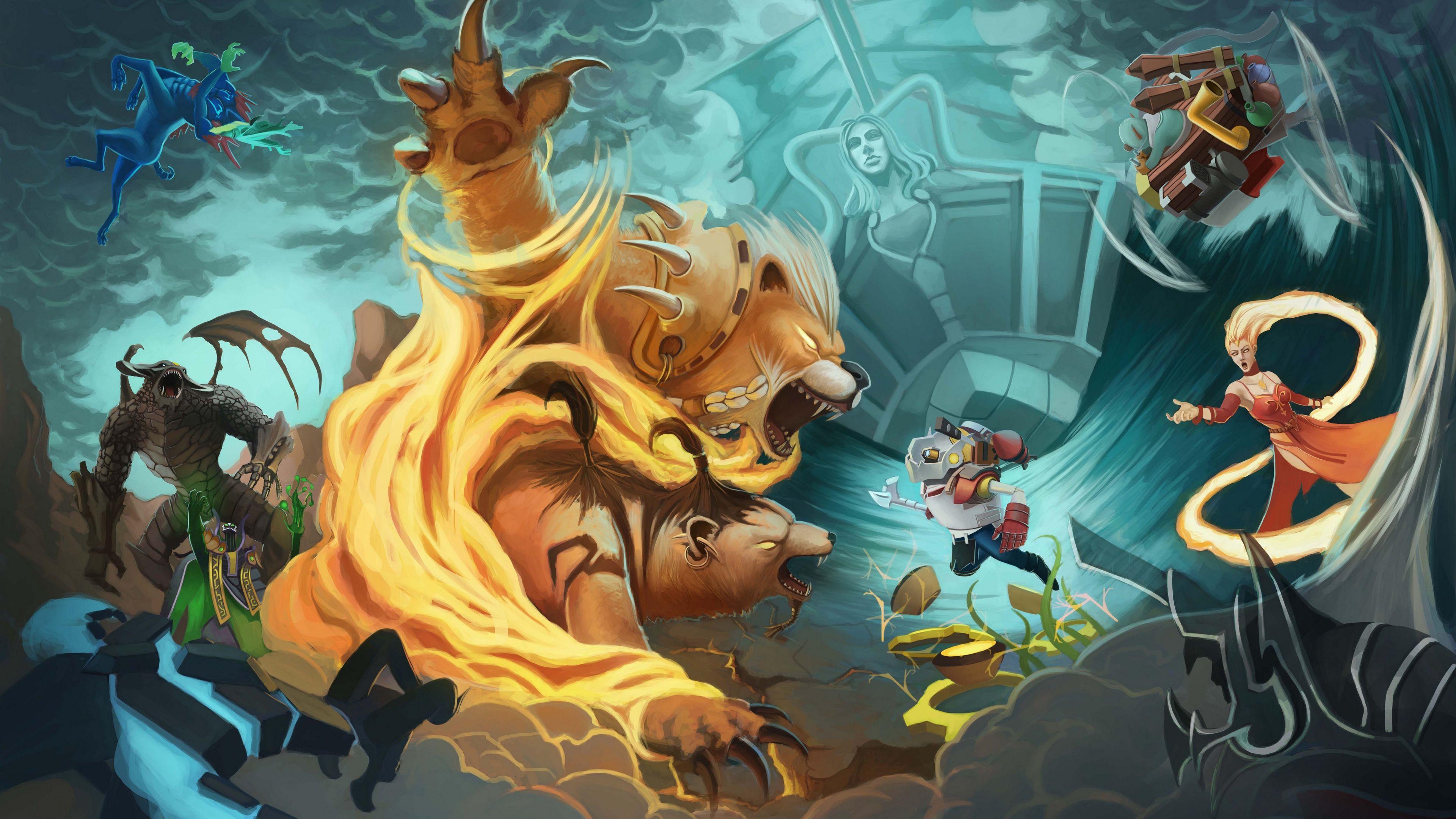 3840x2160 Wallpaper 4k epic battle, dota heroes, night stalker 4k dota epic battle, Heroes