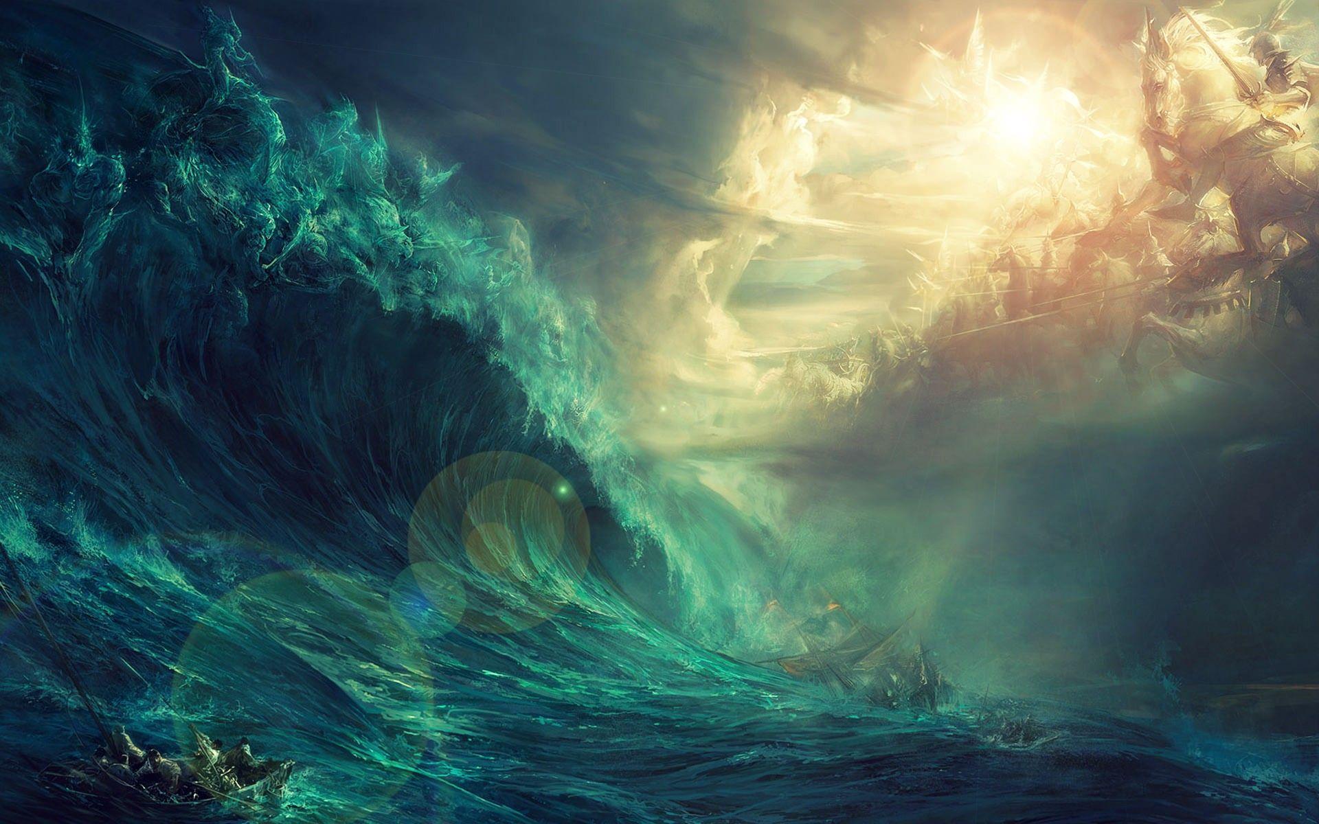 1920x1200 Gods Of Land Vs Water Epic Wallpaper Background Download 4k High Definition Artwork Tablet Background Wallpaper Colourful Widescreen 1920x1