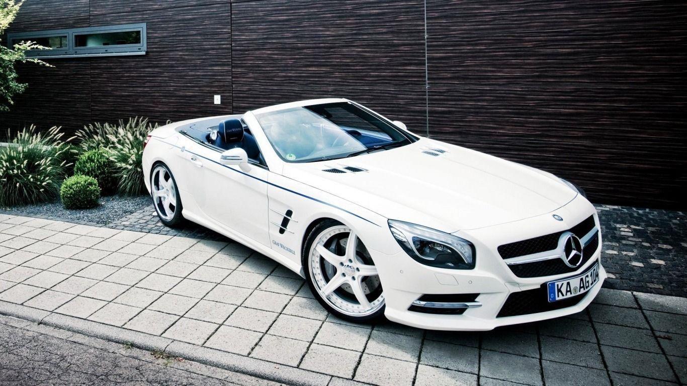 1366x768 Mercedes Benz SL 63 AMG GT Cabrio White Desktop Wallpaper
