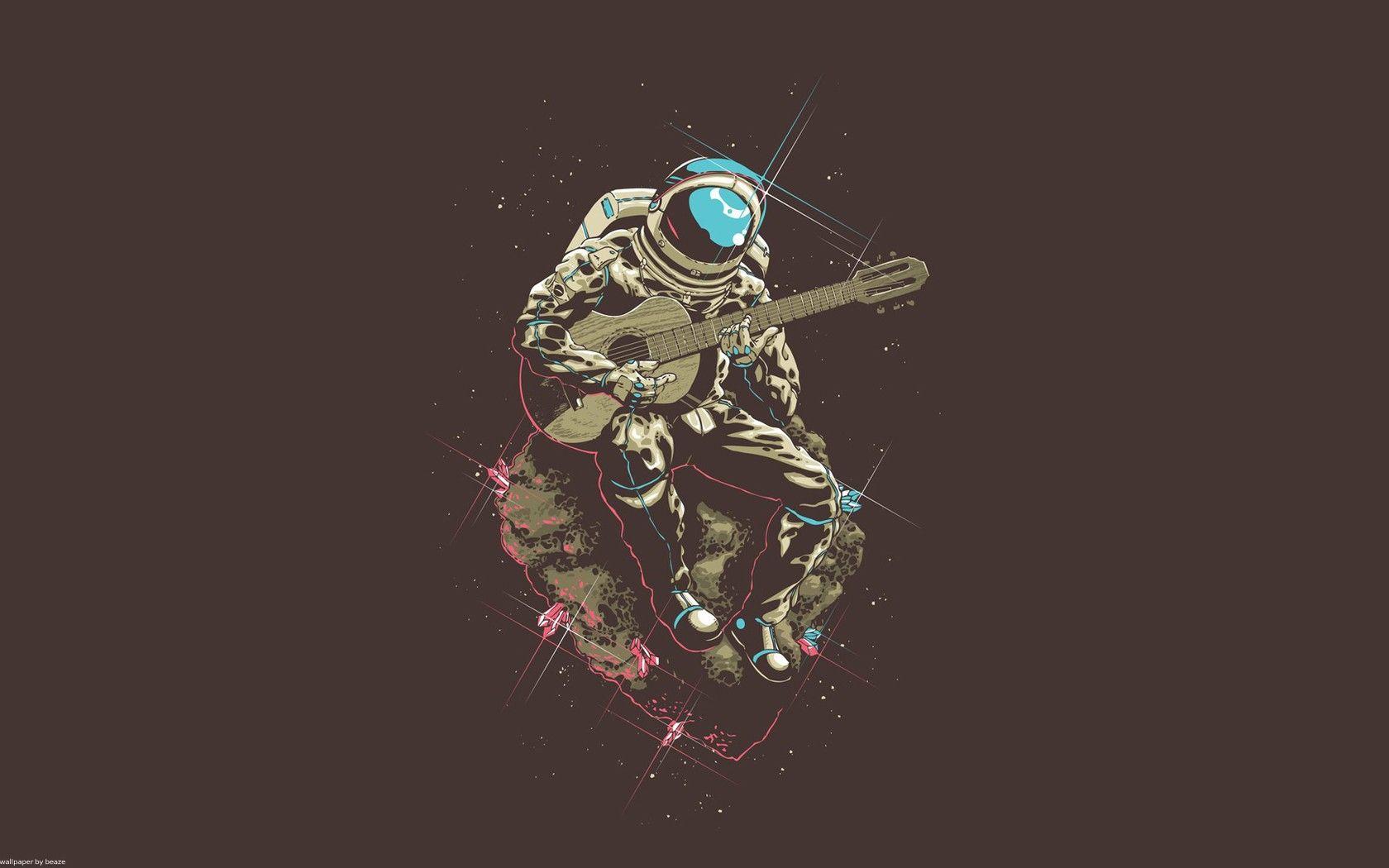 1680x1050 Guitar astronaut. Cosmic Retro. Astronauts, Space