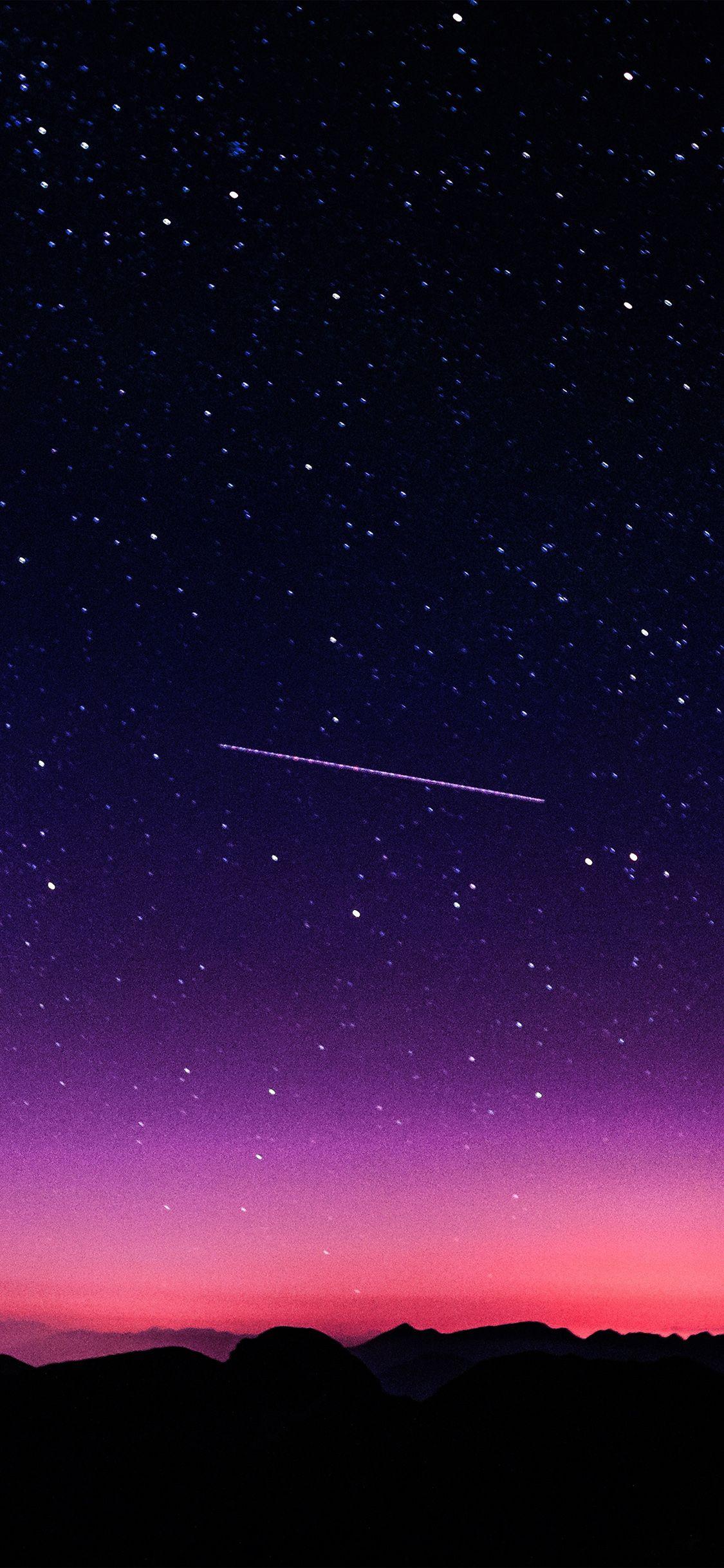 1125x2436 Star Galaxy Night Sky Mountain .