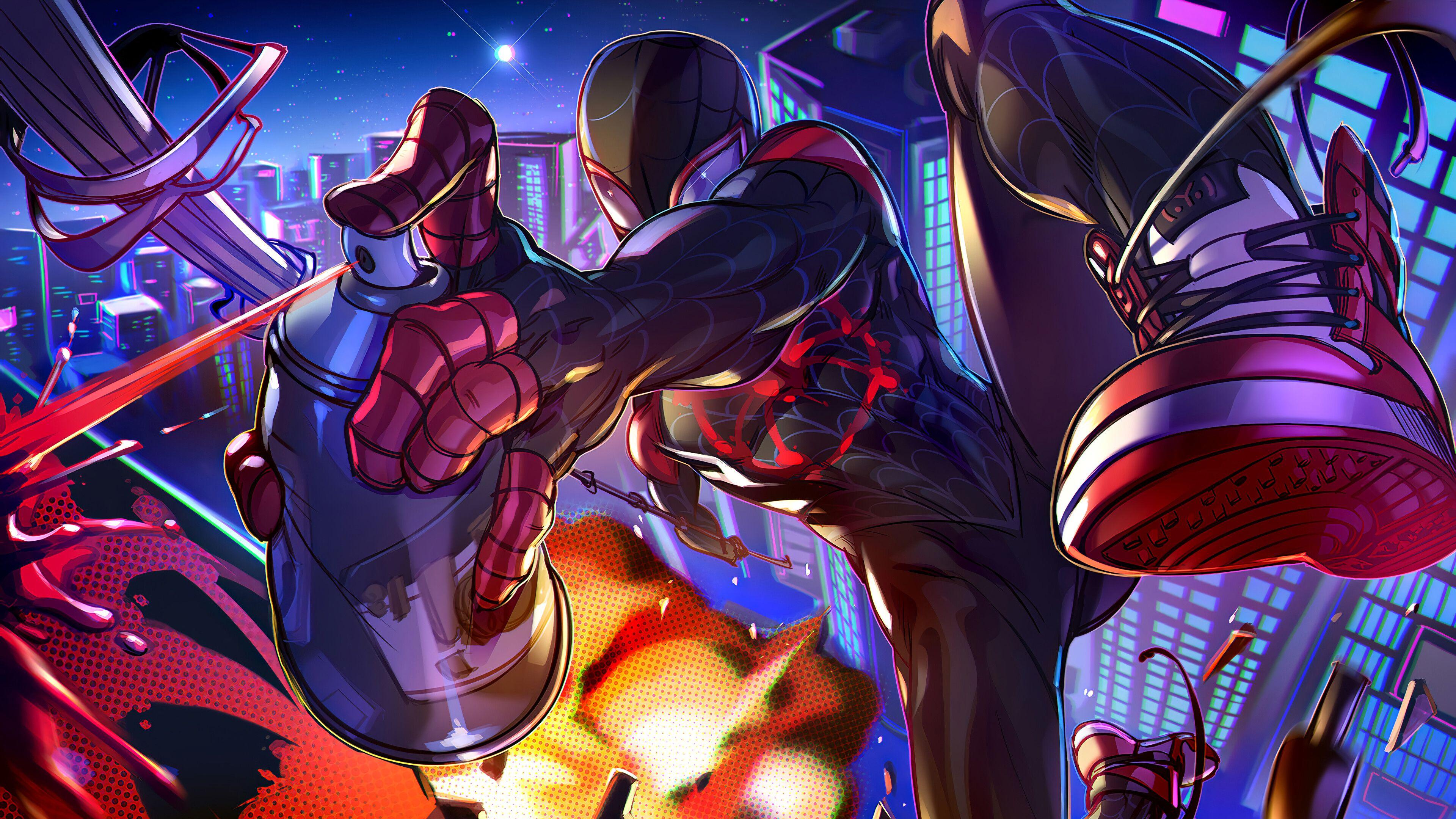 3840x2160 Miles Morales Spiderman into the spiderverse Fanart Wallpaper 4k Ultra HD