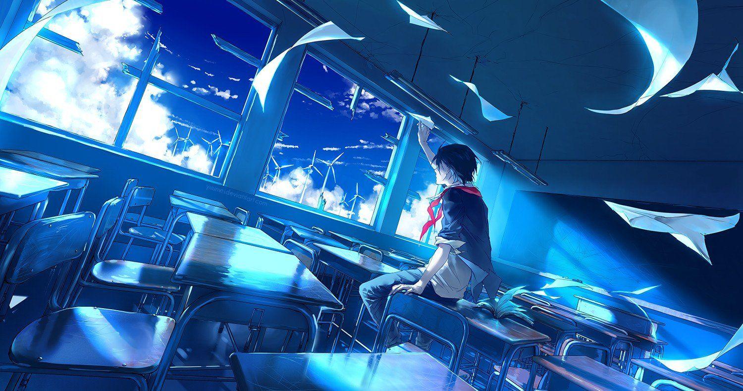 1500x789 paperplanes, Windmills, Anime, Knite, Sen (Knite) Wallpaper HD / Desktop and Mobile Background