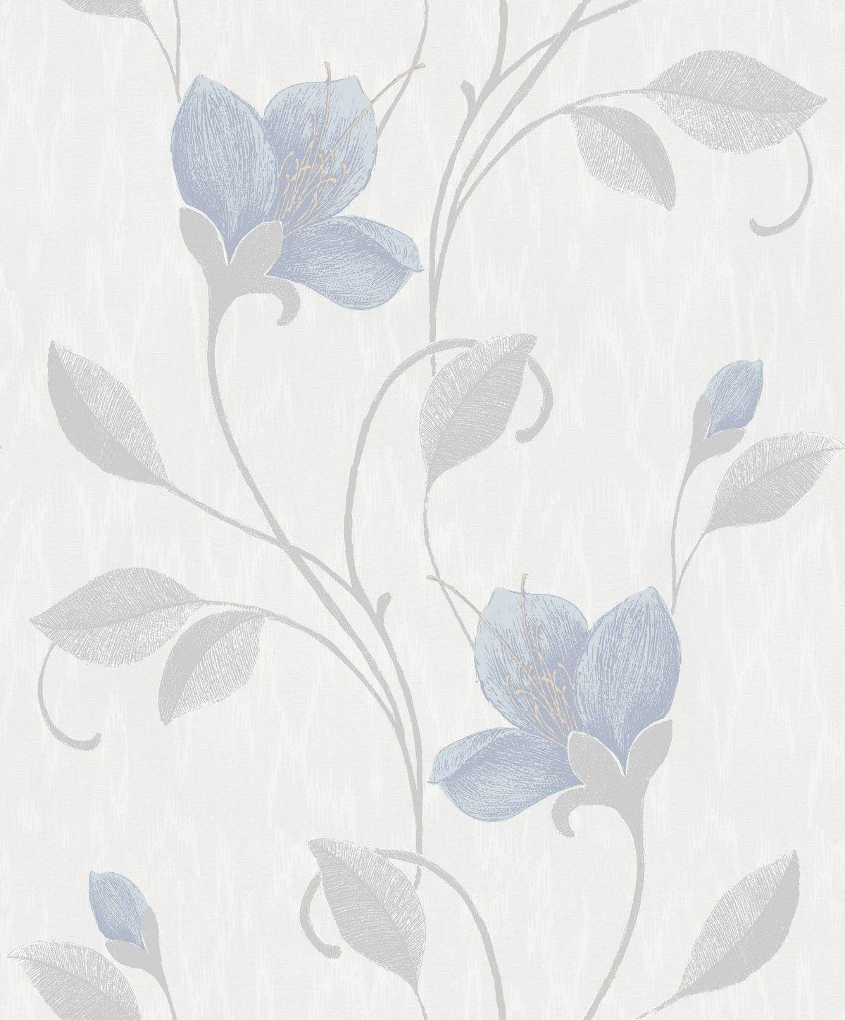 1200x1448 Juliet Blue Pale Grey Italian Vinyl Wallpaper