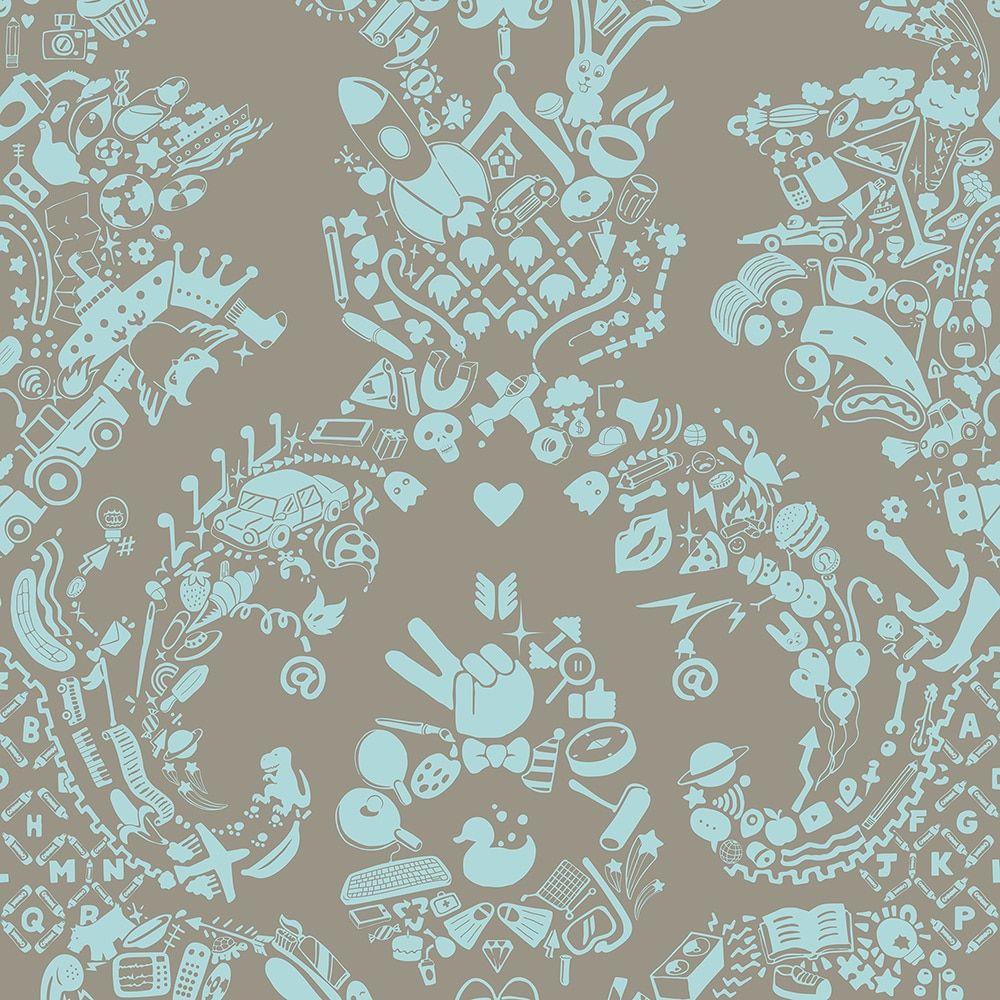 1000x1000 Grey Damask Wallpaper