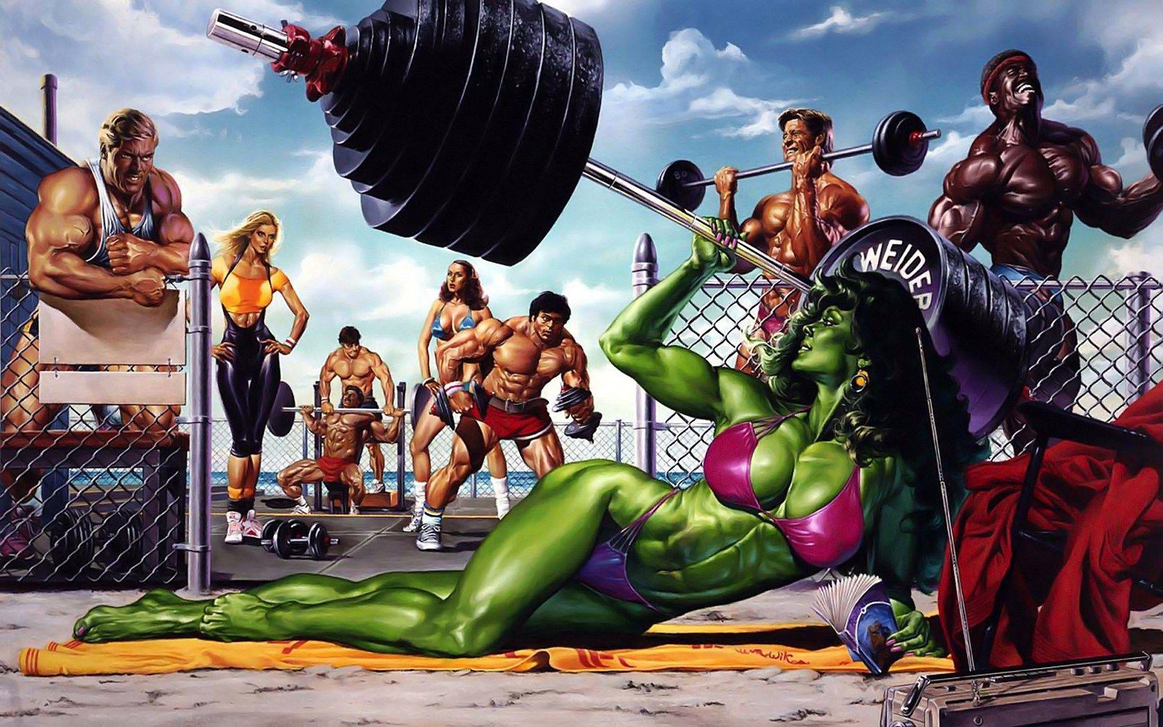 1680x1050 She Hulk At The Beach