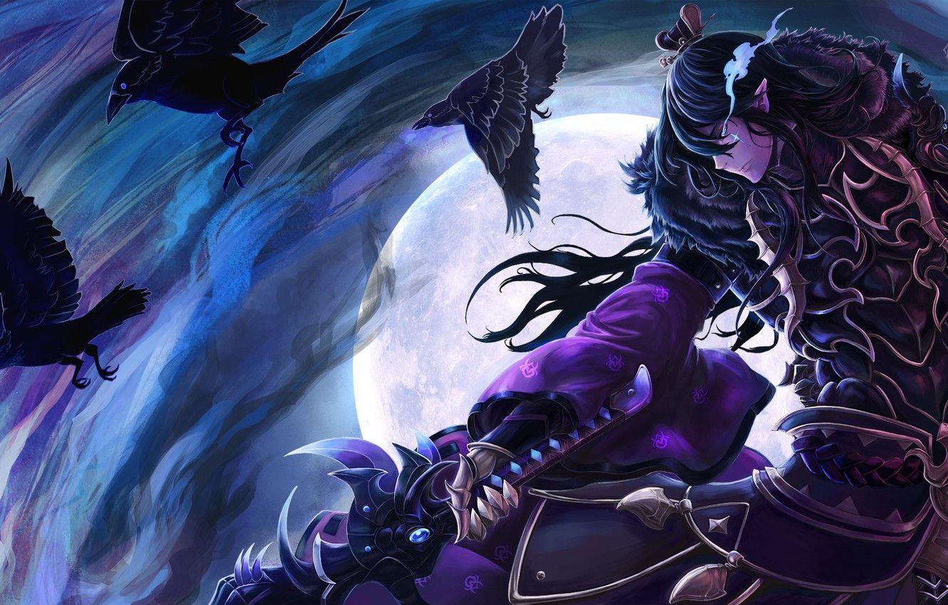 1332x850 Wallpaper weapons, art, crows, Seven knights, Night Crow image for desktop, section арт
