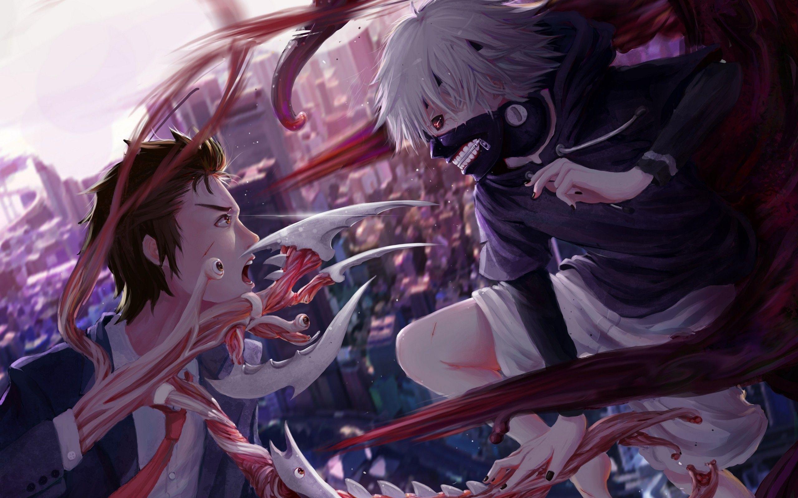 2560x1600 #Kaneki Ken, #crossover, #Parasyte -the maxim-, #Izumi Shinichi, #Tokyo Ghoul, wallpaper. Mocah.org HD Wallpaper