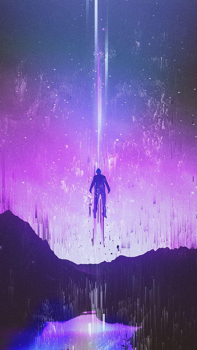 750x1334 Download Silhouette, man, flight, glitch art wallpaper, 750x iphone iPhone 8