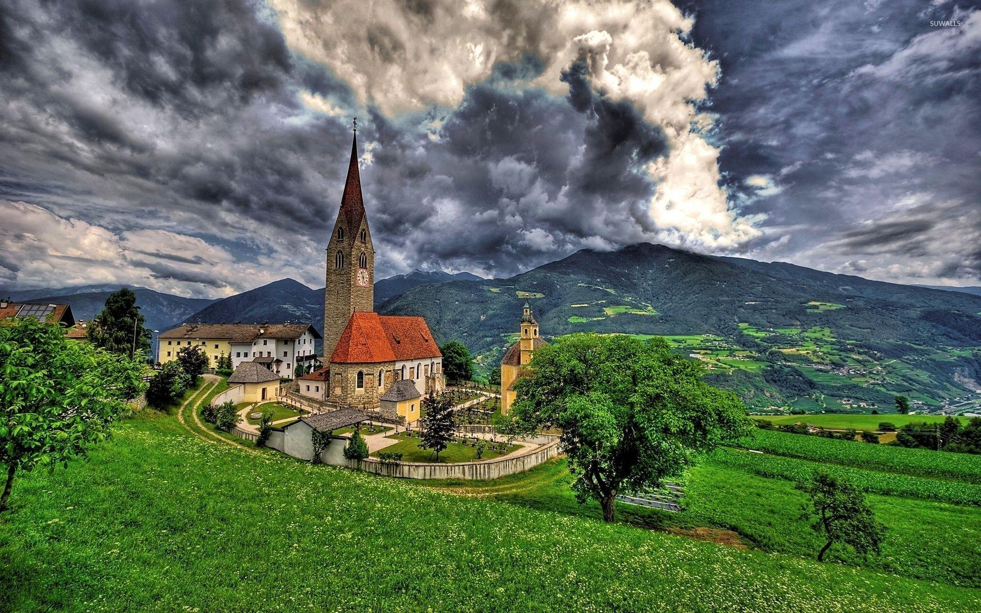 1920x1200 Stone church in an italian small town wallpaper wallpaper