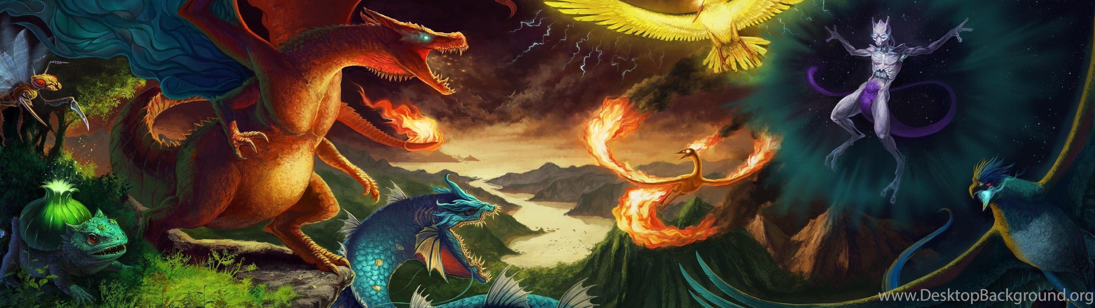 3840x1080 Nintendo, Pokemon, Video Games, Mountains, Landscapes, Bulbasaur. Desktop Background