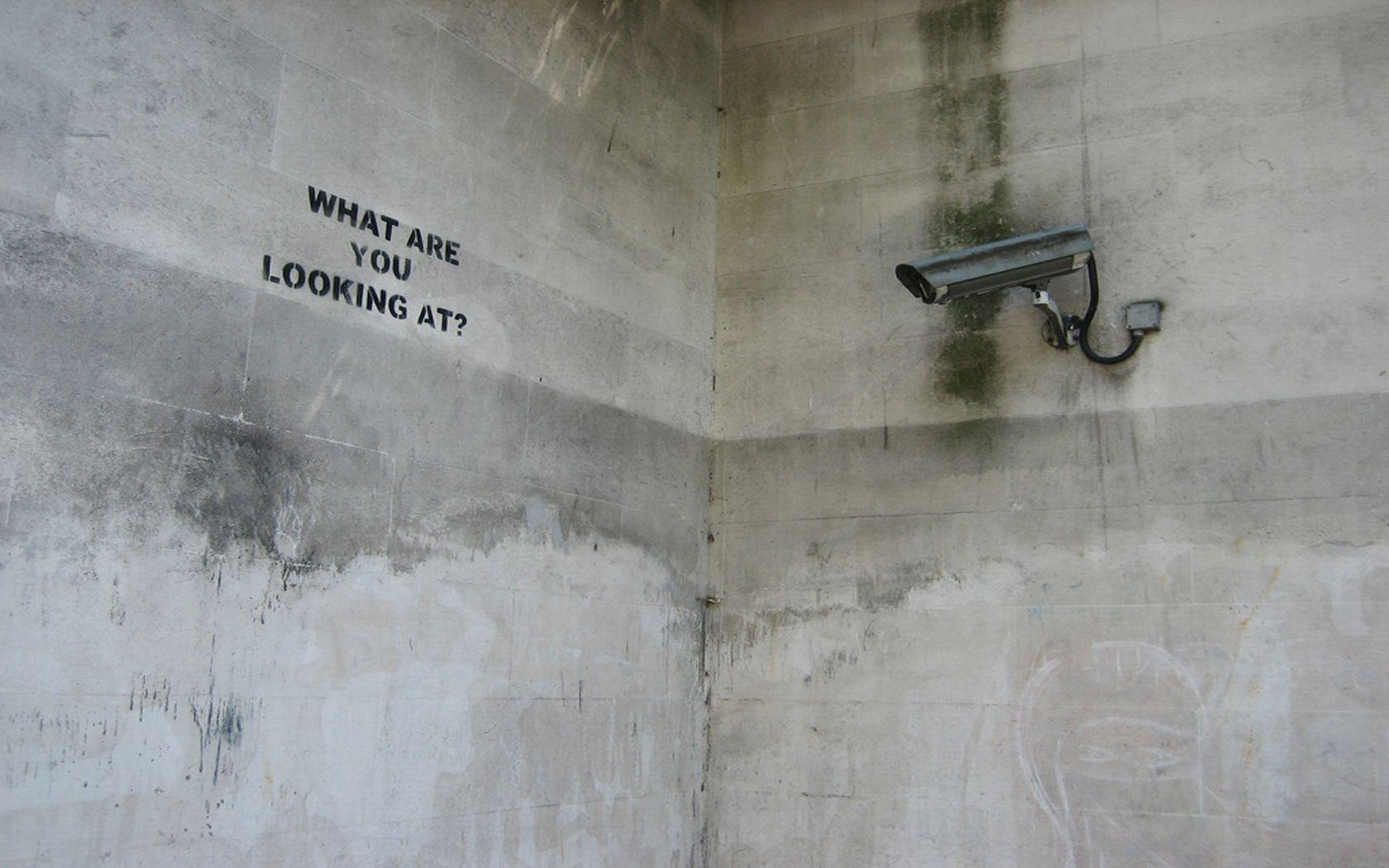 1680x1050 Banksy, security, surveillance wallpaper
