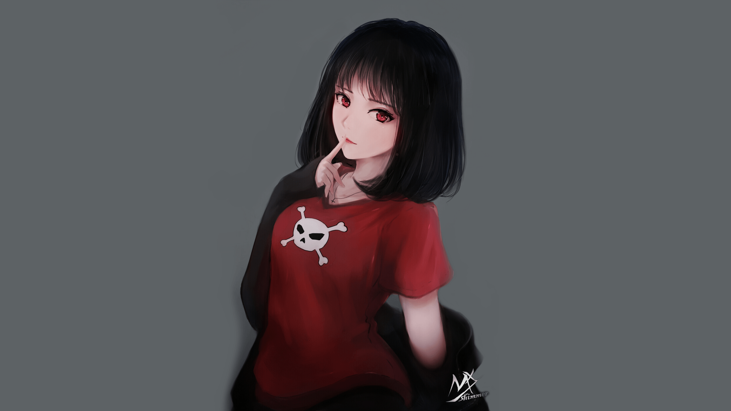 2560x1440 Anime Girl Short Hair Wallpaper