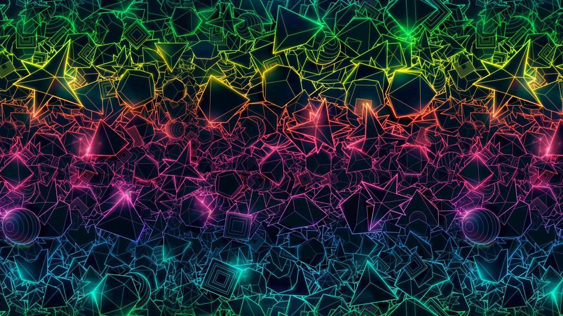 1920x1080 of geometrical shapes wallpaper 1010092 geometry shape neon outline 134 - Geometry Circle Shape Wallpaper