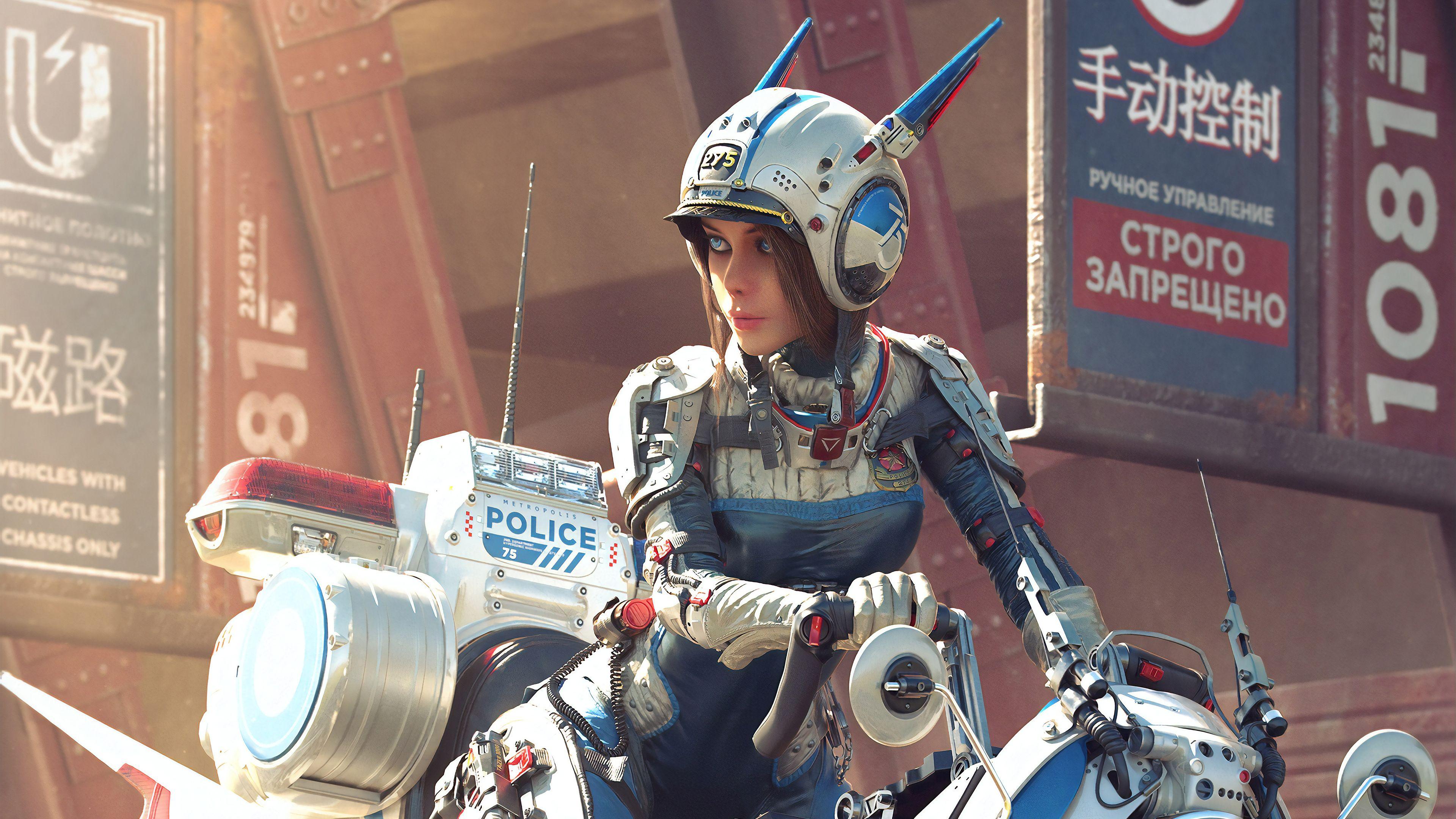3840x2160 Traffic Police Cyber Girl 4k, HD Artist, 4k Wallpaper, Image, Background, Photo and Picture