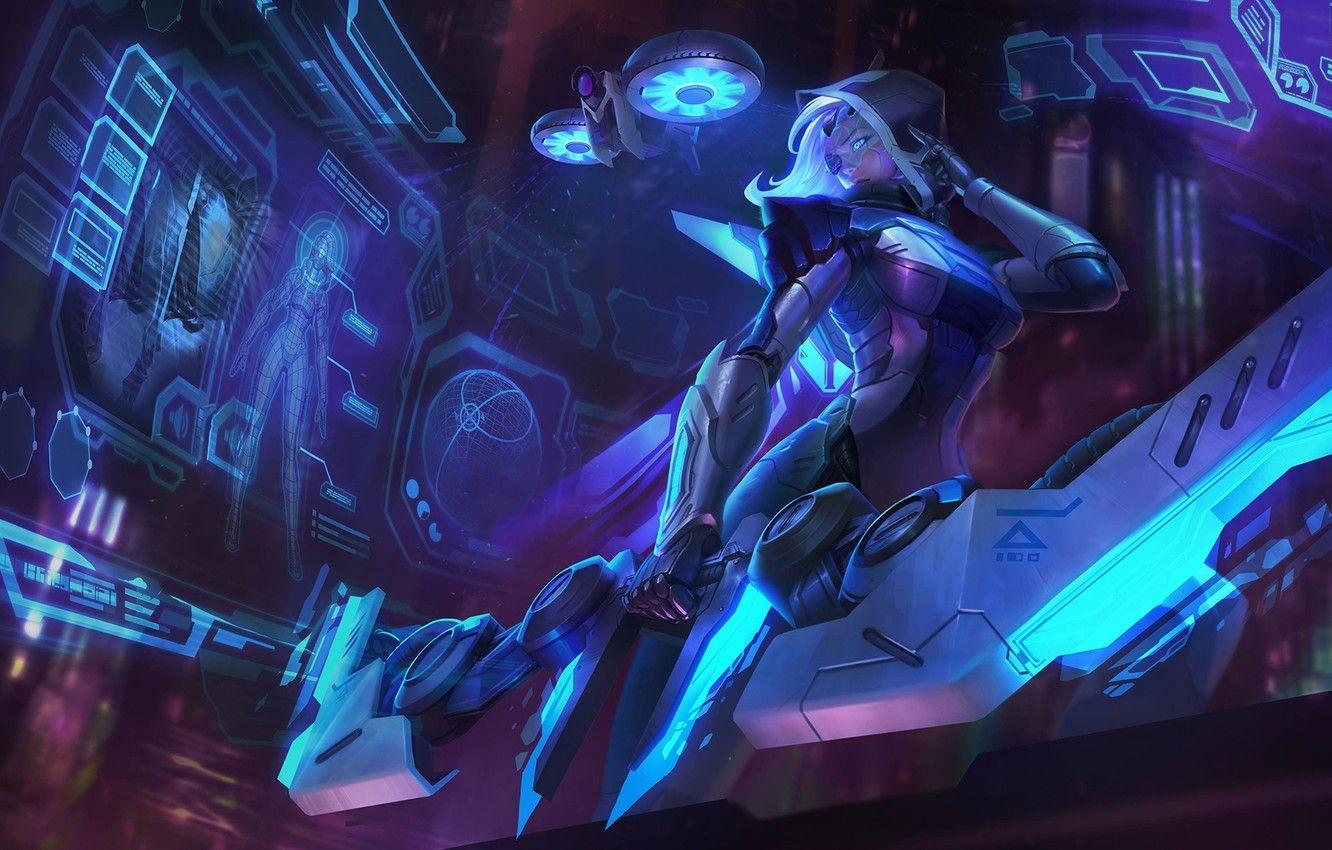 1332x850 Wallpaper girl, fiction, art, Archer, League of Legends, cyber, ashe, frost archer image for desktop, section игры