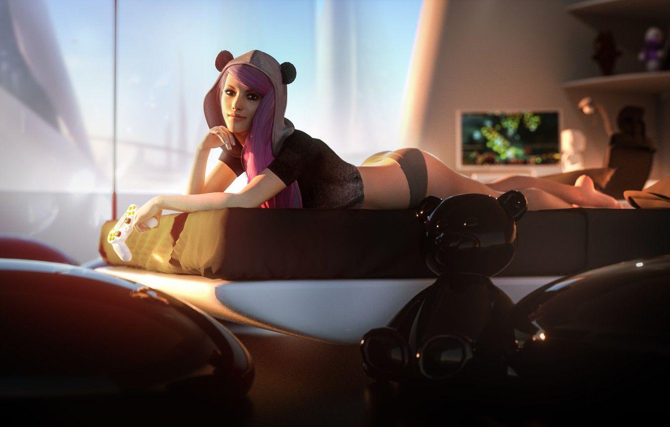 1332x850 Wallpaper pose, stay, woman, sweet geek, Cyber woman image for desktop, section рендеринг
