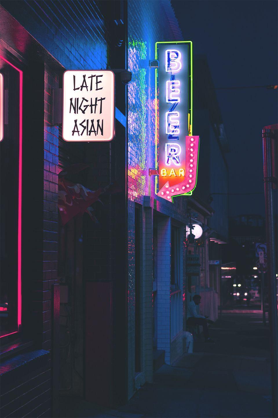 960x1440 Late Night Asian. シティーアート, ネオンサイン, 壁紙アート