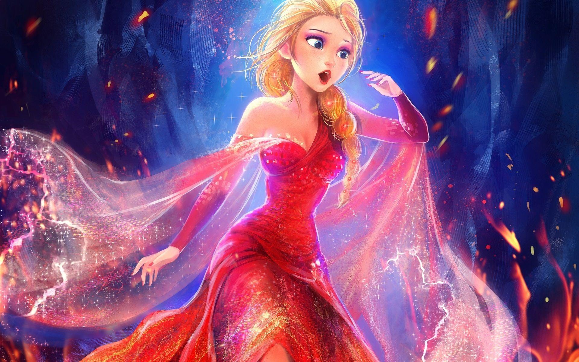 Hình nền 1920x1200 Công chúa xinh đẹp, Elsa, váy đỏ, Đông lạnh, Phim Disney 1920x1200 Hình ảnh HD, Hình ảnh