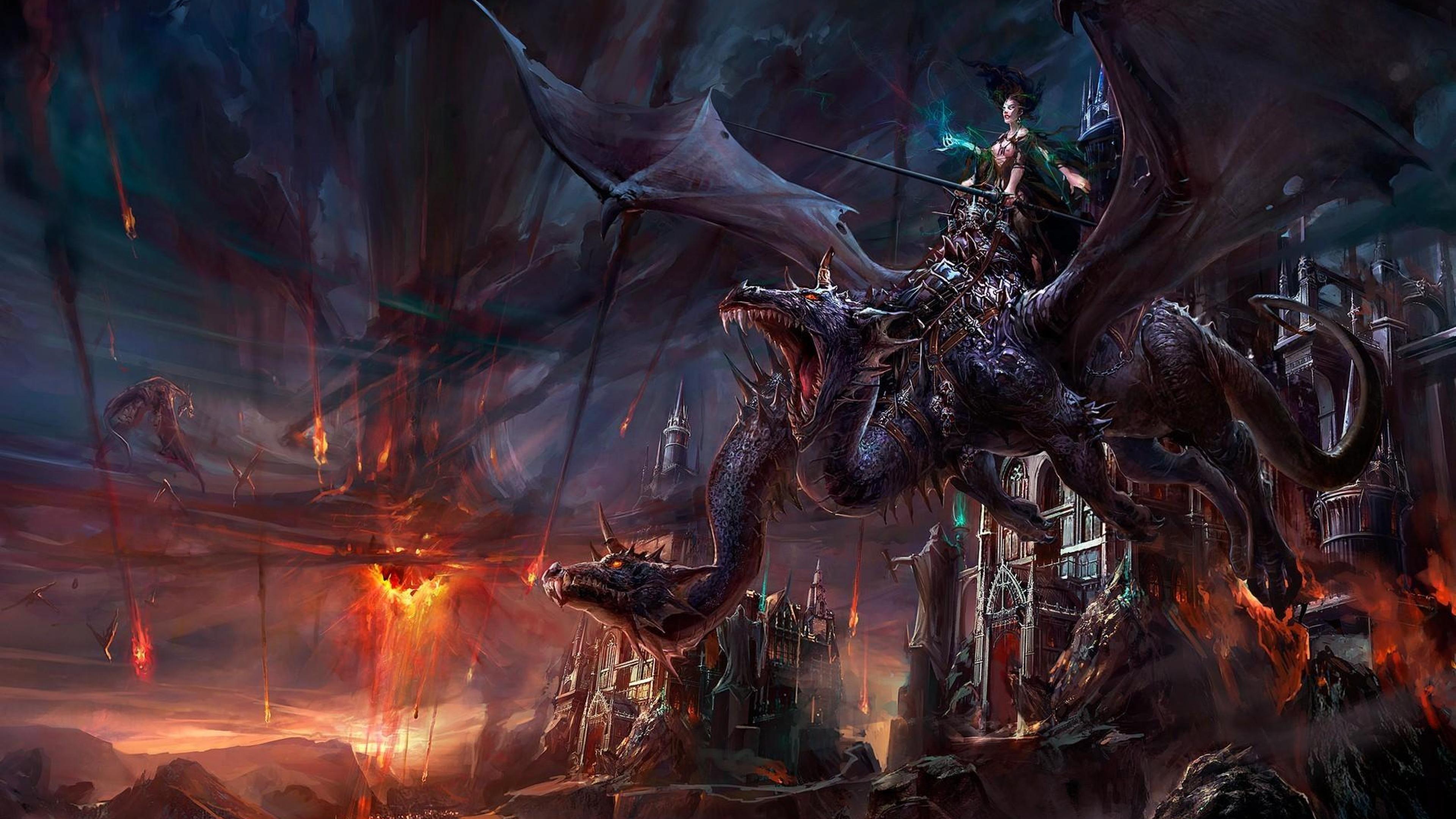 3840x2160 Fantasy art Dragon HD Wallpaper, Desktop Background, Mobile