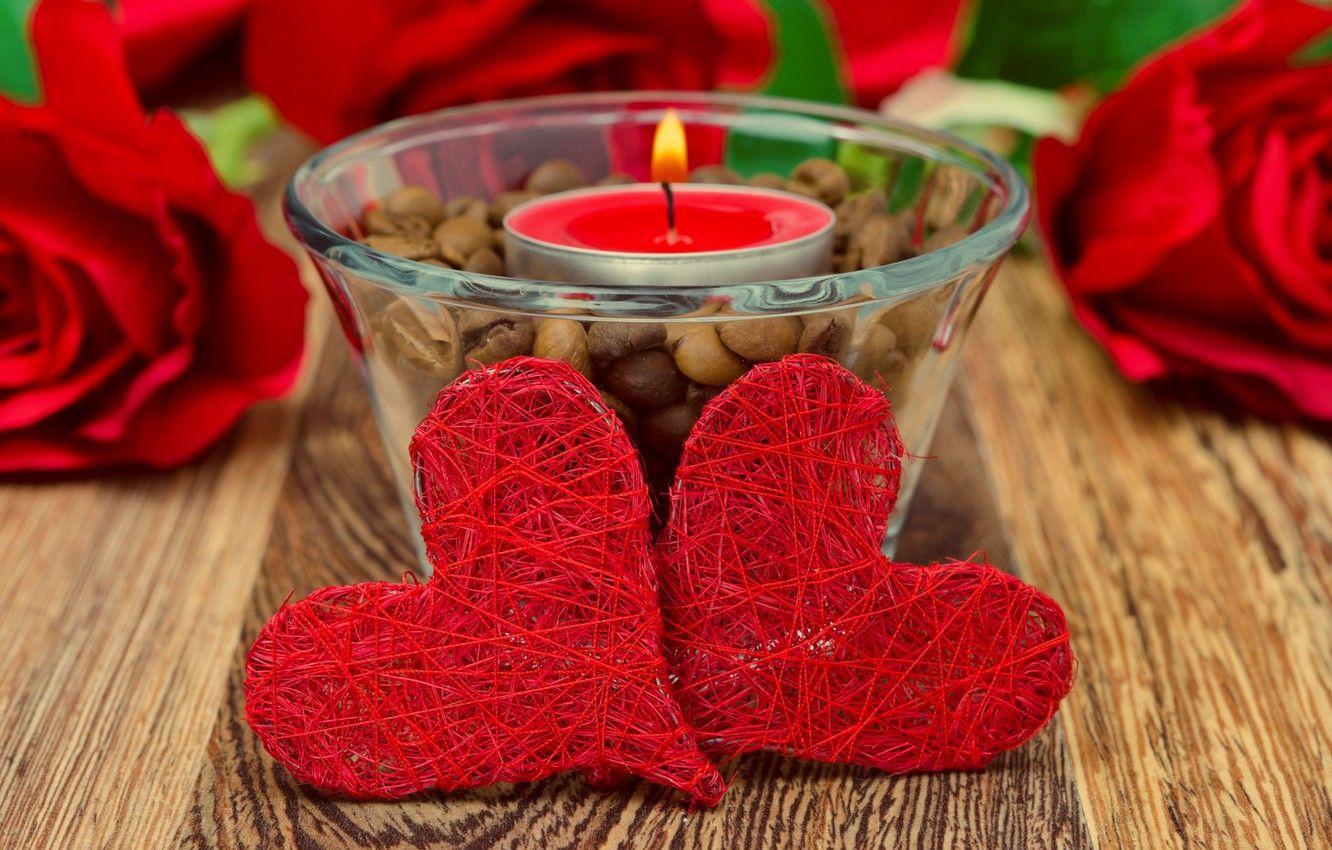 1332x850 Wallpaper love, Love, roses, grain, candles, heart, Coffee, red, Red, Candle, Beautiful, Rose, Roses, Beauty, Coffee, Still life image for desktop, section праздники