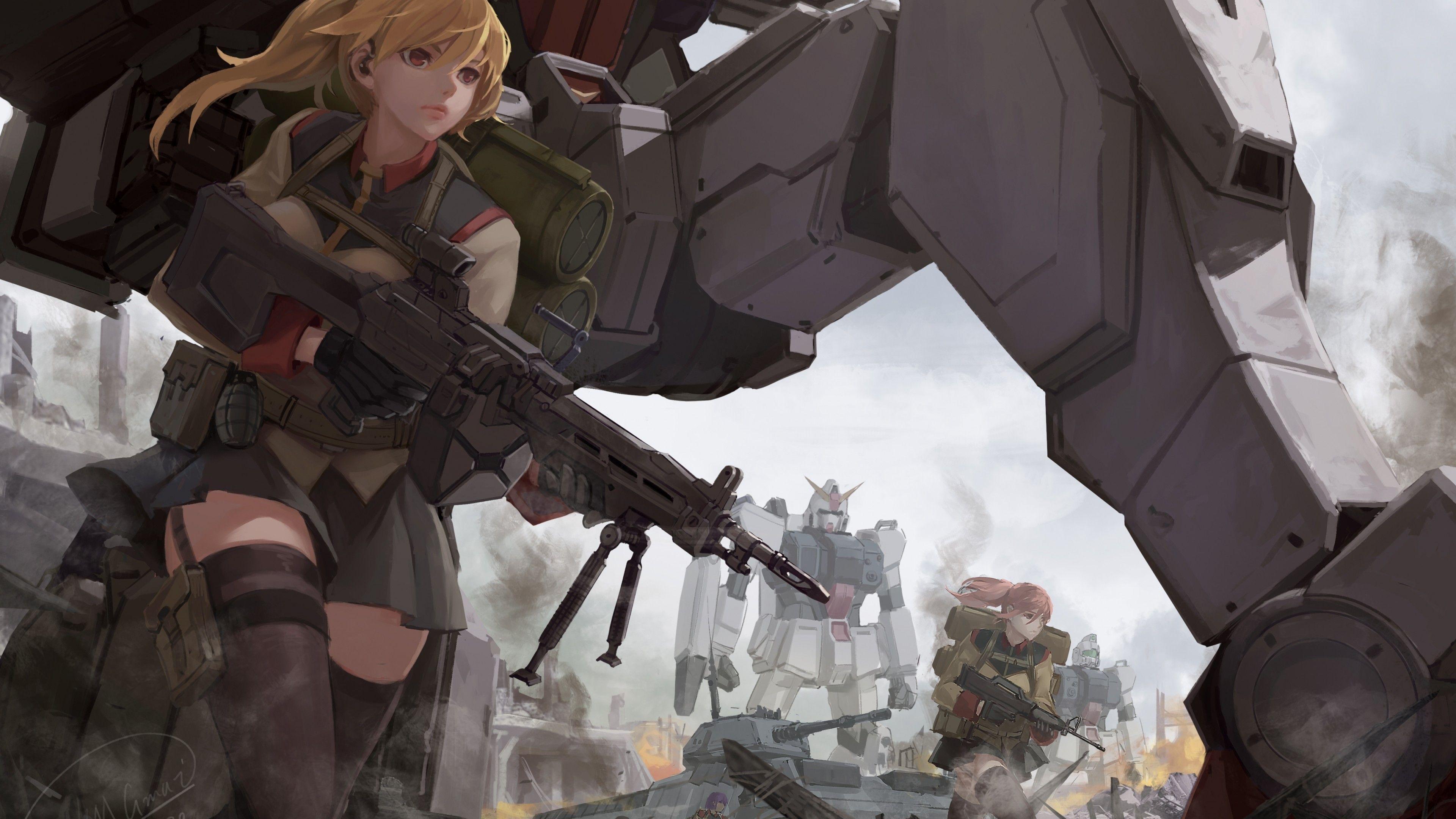 3840x2160 Download 3840x2160 Mobile Suit Gundam, Rx 78 Mecha, Sci Fi, Anime Girl, Blonde Wallpaper For UHD TV