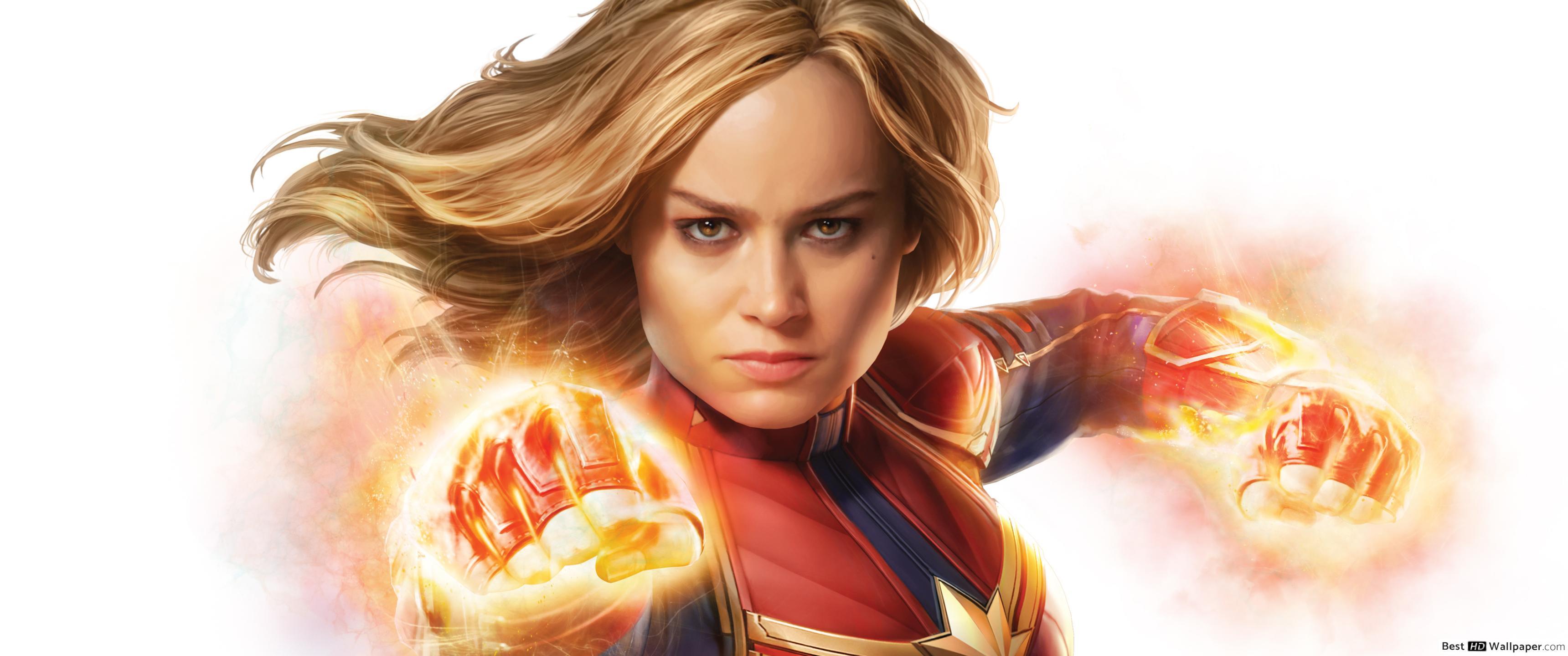 3440x1440 Captain Marvel movie Larson (Carol Danvers) HD wallpaper download